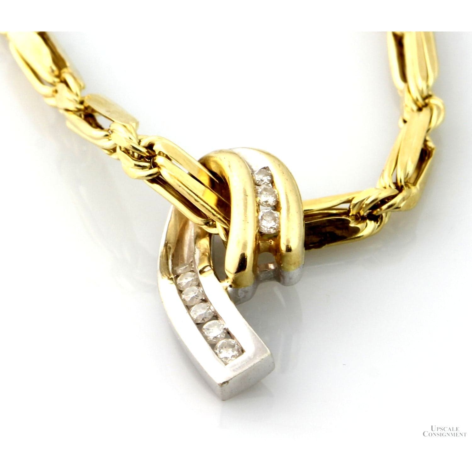 .11ctw Diamond 14K Yellow & White Gold Slide Pendant - 7/8" length - Thumbnail 2