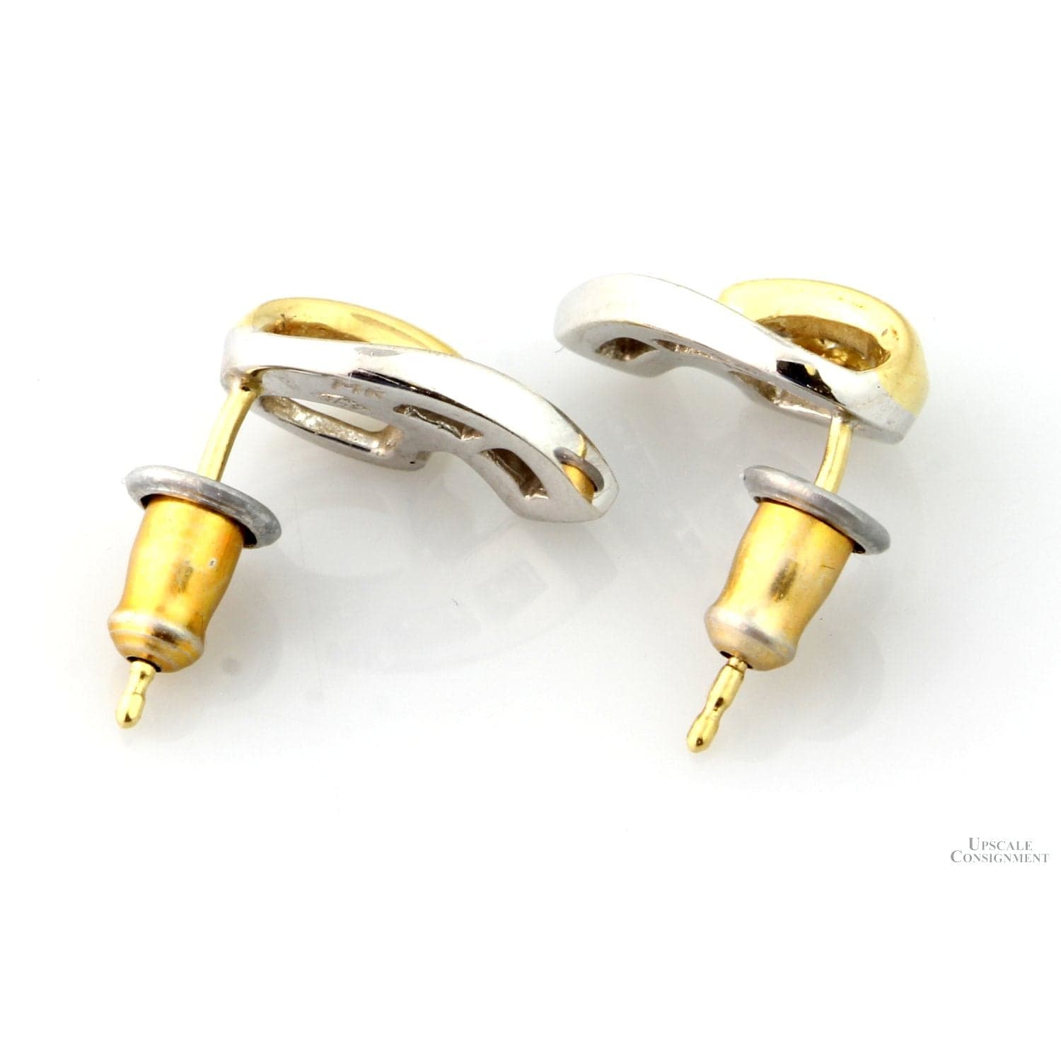 .14ctw Diamond 14K Yellow & White Gold Stud Earrings - Thumbnail 2