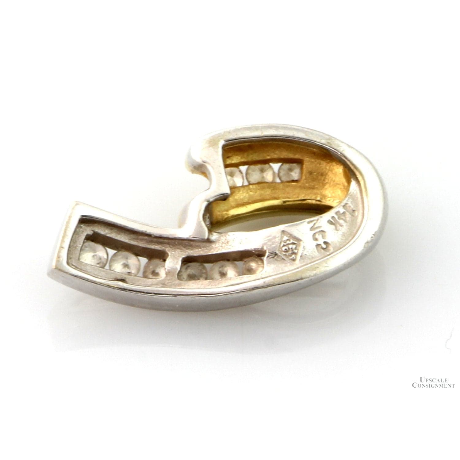 .11ctw Diamond 14K Yellow & White Gold Slide Pendant - 7/8" length - Thumbnail 4