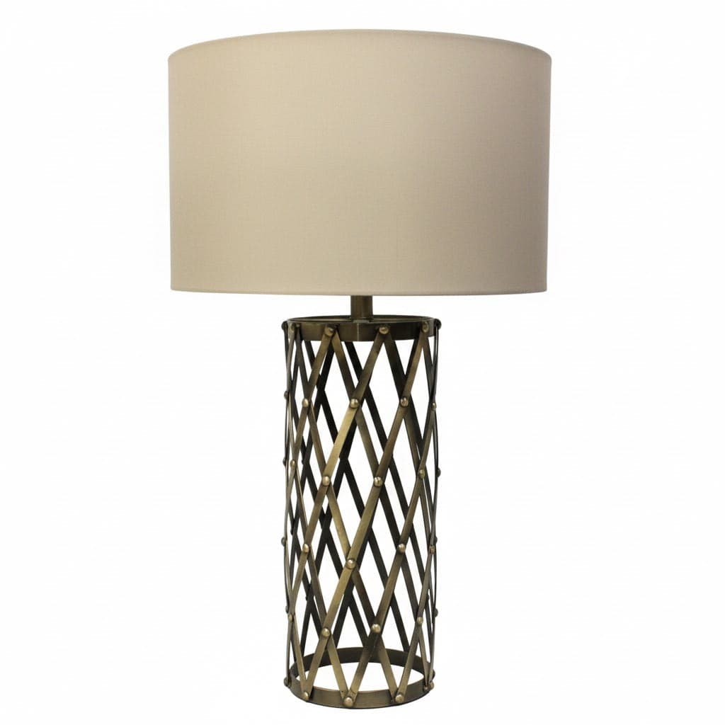 Brass Lattice Table Lamp - Image 1