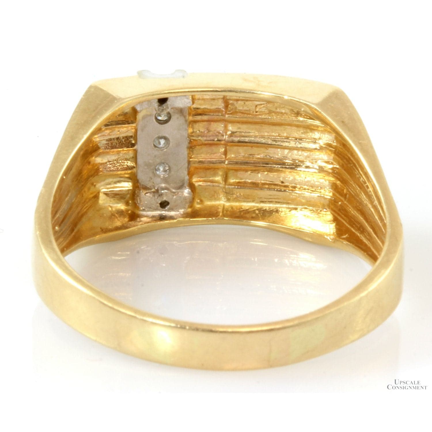 Vintage .09ctw Diamond 10K Yellow Gold Men's Ring - Size 12.5 - Thumbnail 5