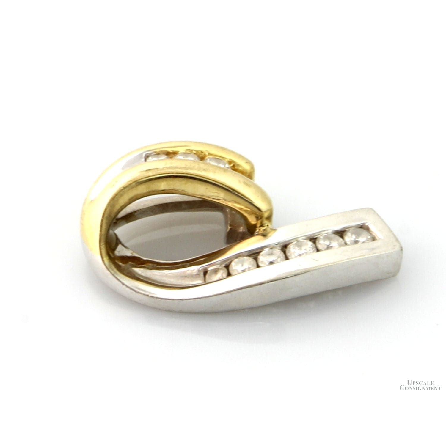 .11ctw Diamond 14K Yellow & White Gold Slide Pendant - 7/8" length - Thumbnail 3