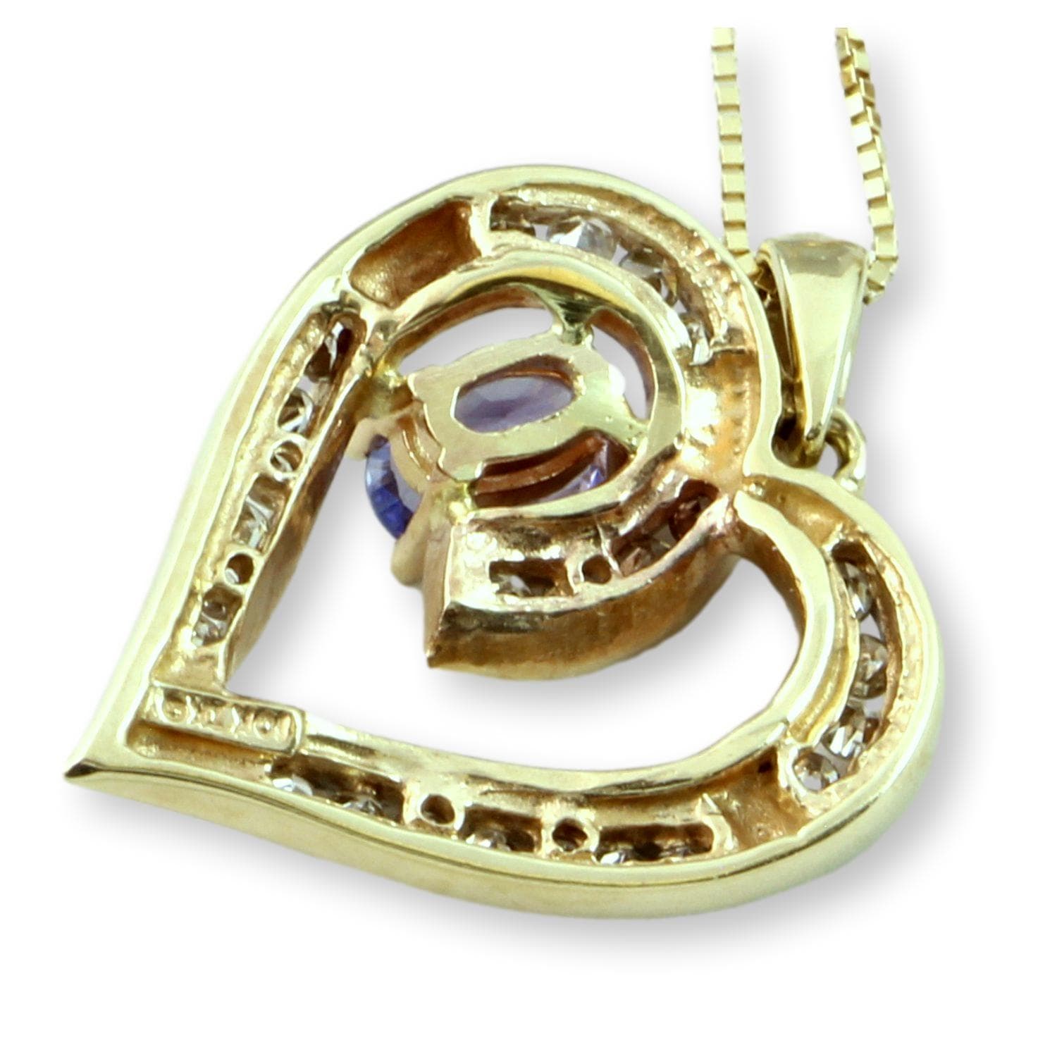 Tanzanite & Diamond 10K Heart Pendant & 14K Gold Chain - 18 in - Thumbnail 3