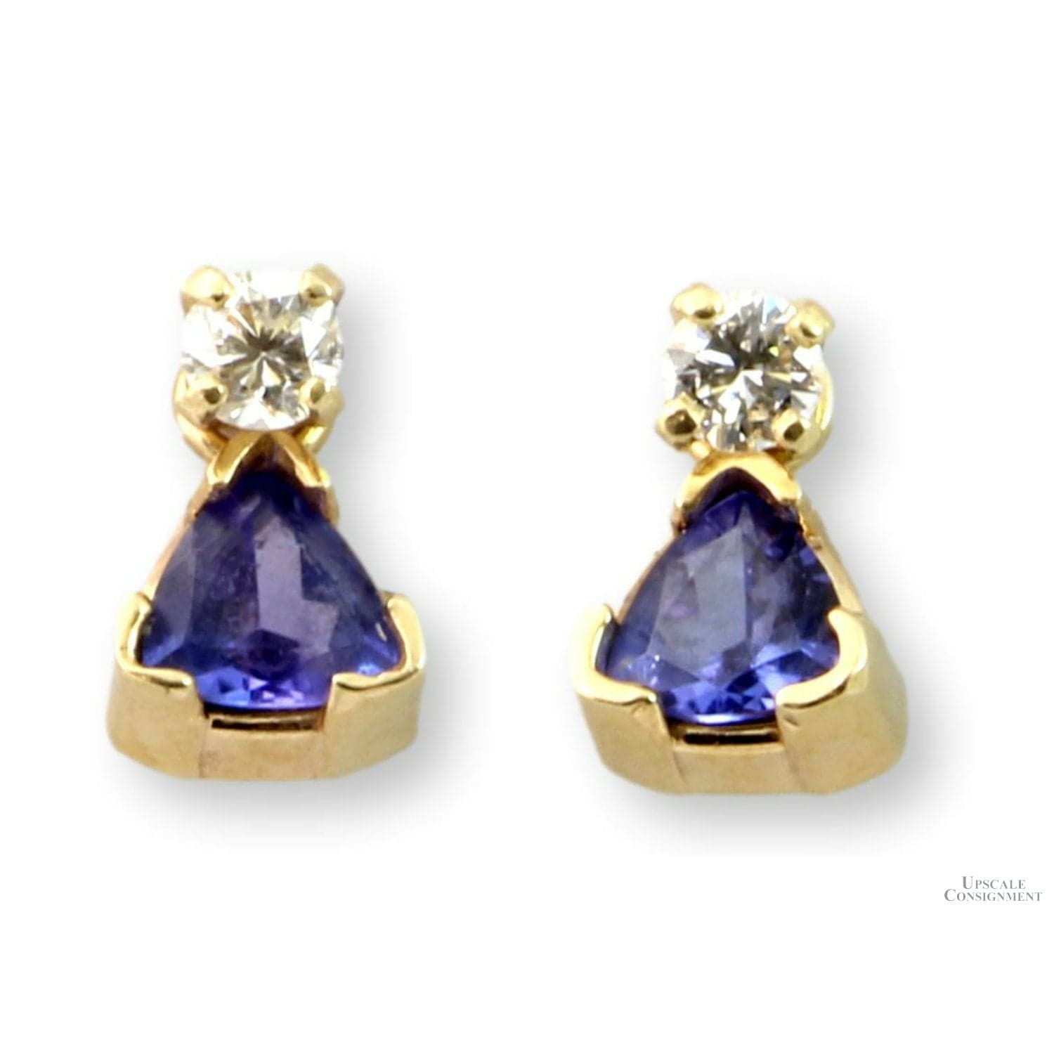 14K .26ctw Diamond Earrings 14K 1.08ctw Tanzanite Jackets - Image 1