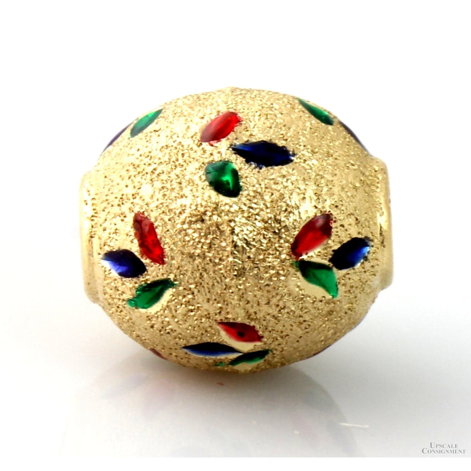 14K Two-Tone Gold Ball Slide Pendant- Enameled Jewels - Image 1