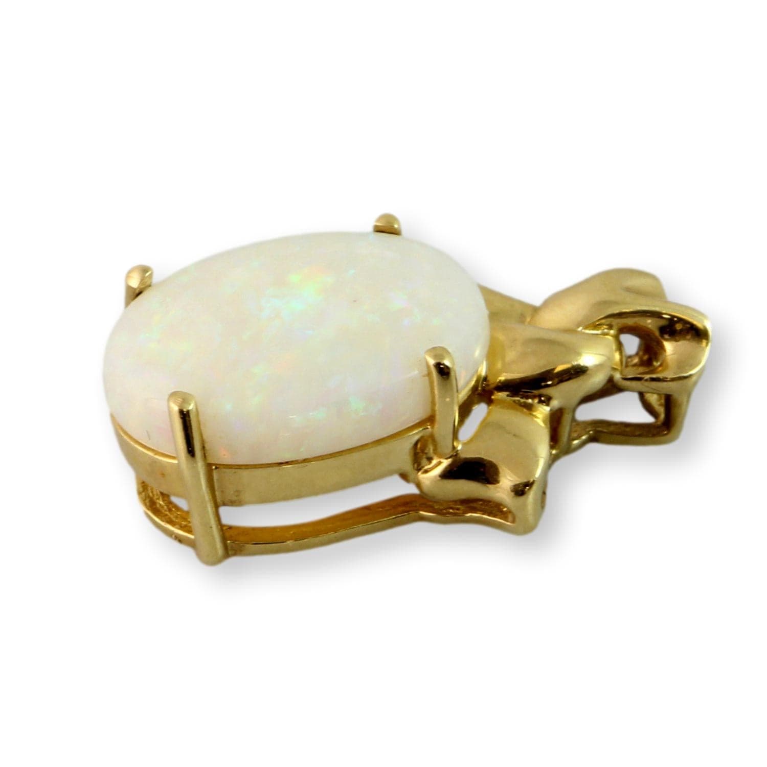 3.06ct Precious White Natural Opal 14K Gold Pendant - .875"(l) - Thumbnail 3