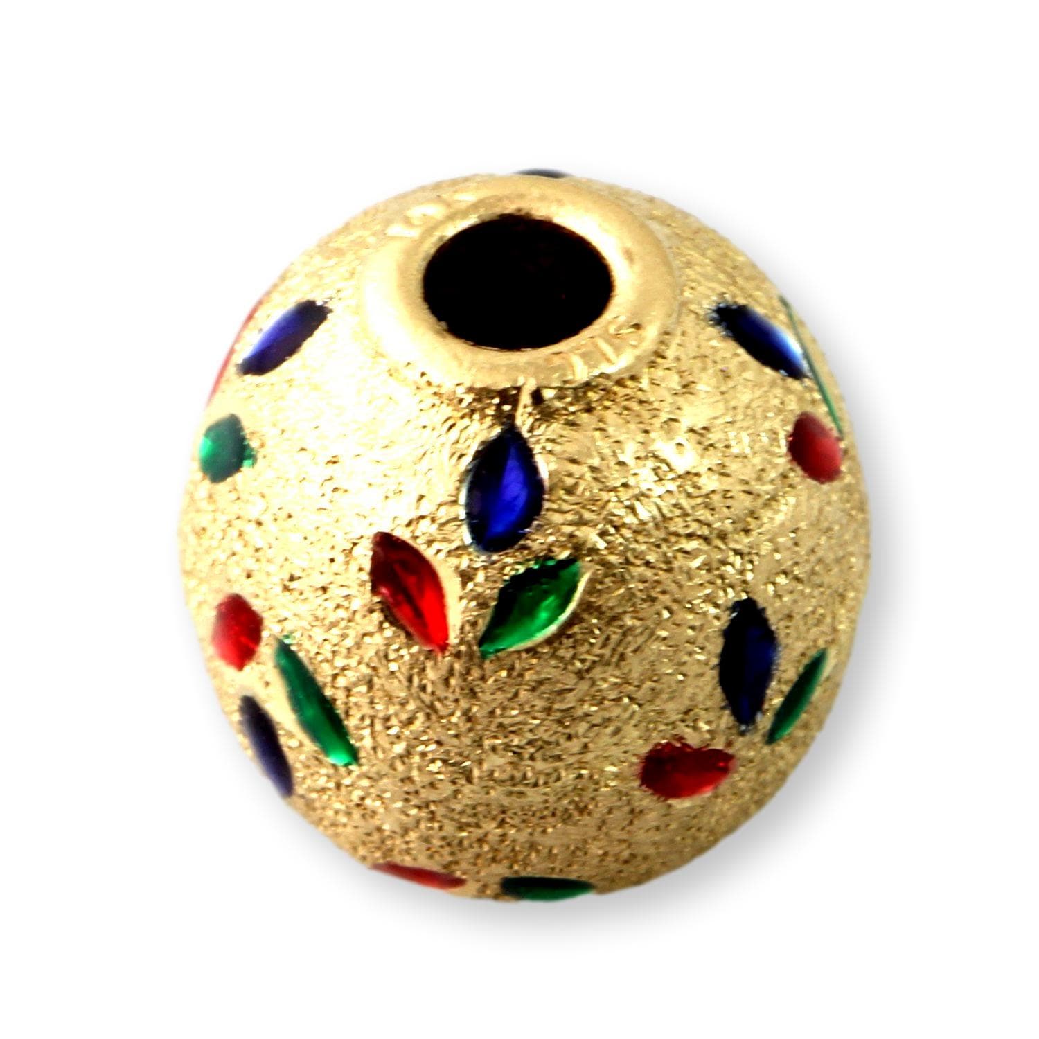14K Two-Tone Gold Ball Slide Pendant- Enameled Jewels - Thumbnail 3