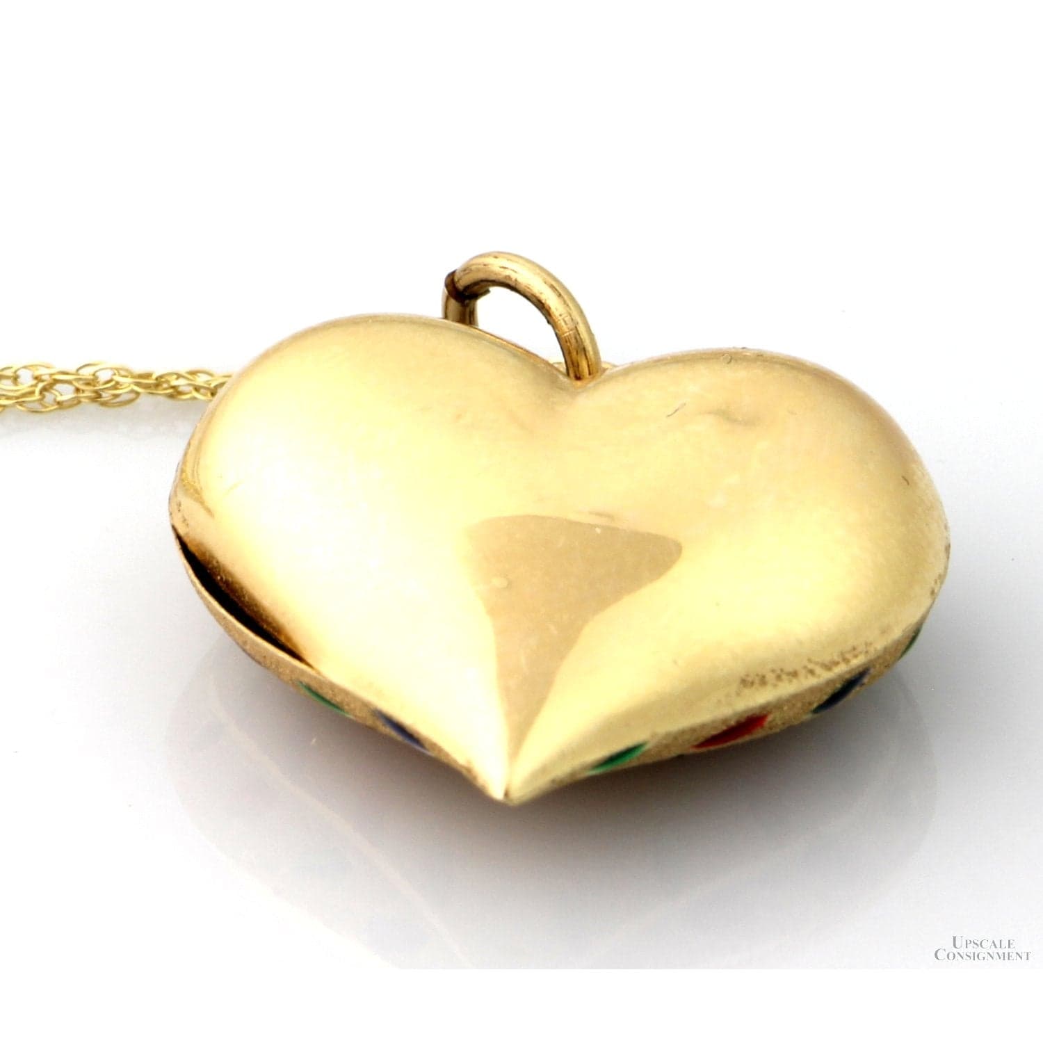 14K Two-Tone Gold Puffy Heart Necklace - Enameled Jewels - 18 in - Thumbnail 2