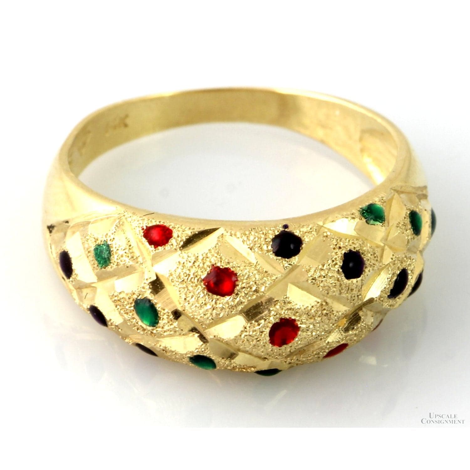 14K Two-Tone Gold Finish Ring - Enameled Jewels - Size 6.5 - 7.0 - Image 1