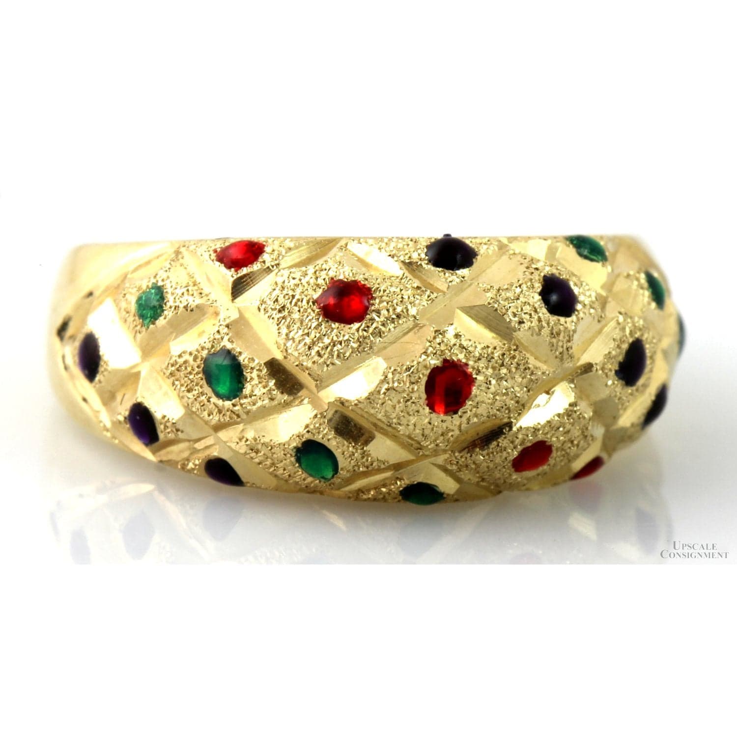 14K Two-Tone Gold Finish Ring - Enameled Jewels - Size 6.5 - 7.0 - Thumbnail 2