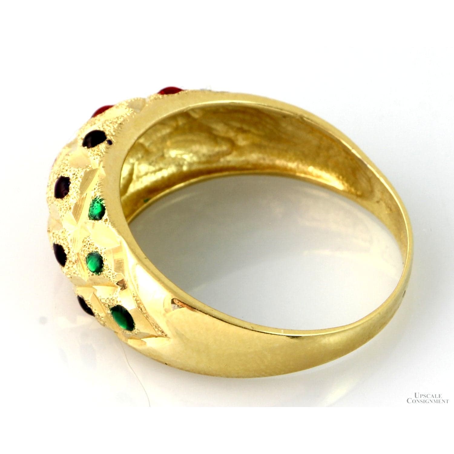 14K Two-Tone Gold Finish Ring - Enameled Jewels - Size 6.5 - 7.0 - Thumbnail 3