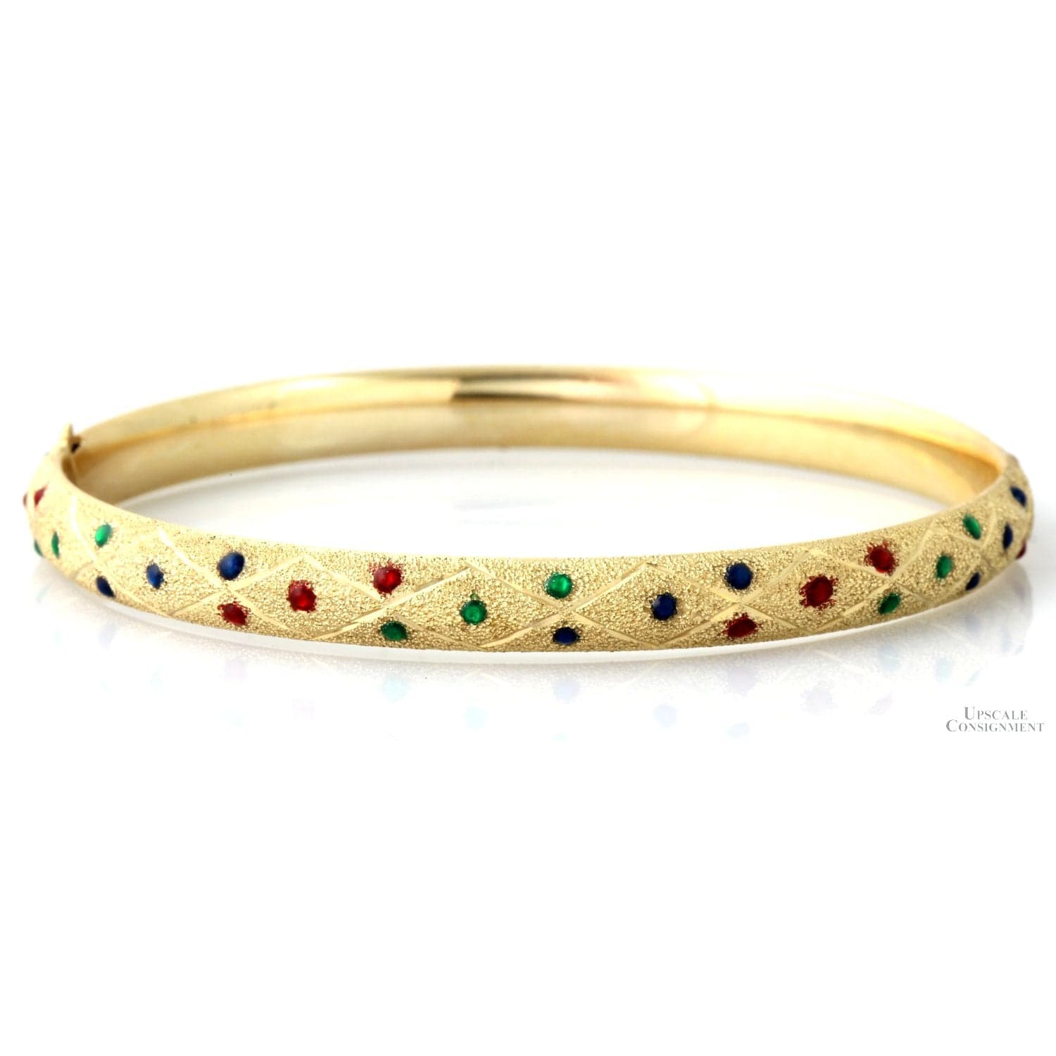14K Two-Tone Gold 6mm(w) Bangle - Enameled Jewels - Size 7 - Image 1