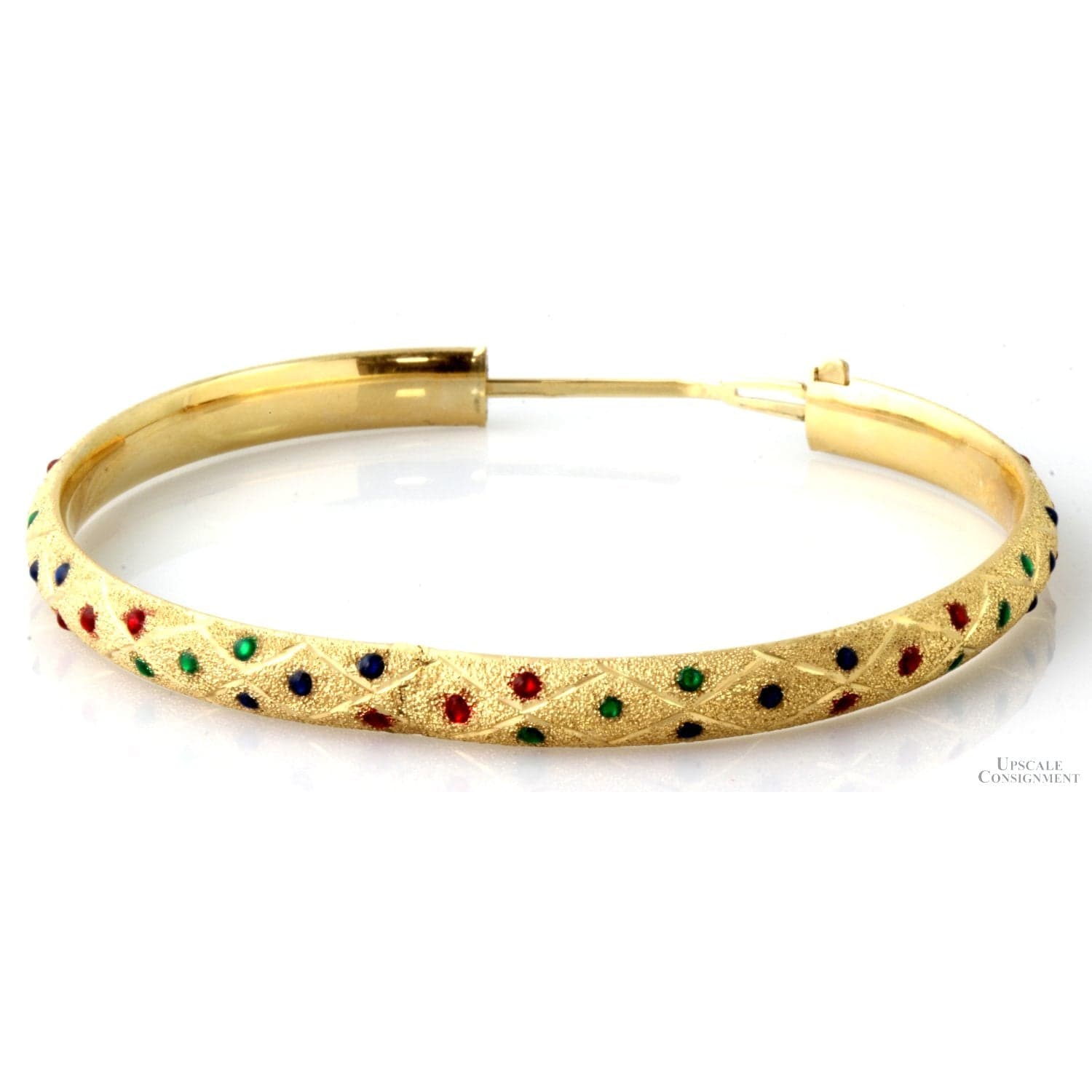 14K Two-Tone Gold 6mm(w) Bangle - Enameled Jewels - Size 7 - Thumbnail 2