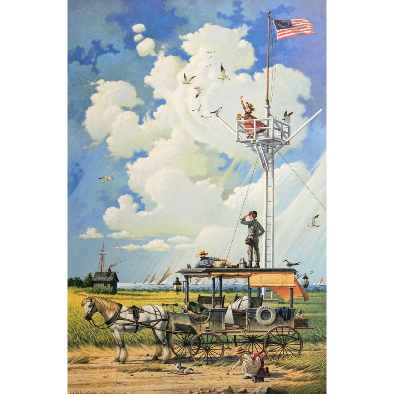 Framed Limited Edition Print 'Young Hearts at Sea' by Charles Wysocki - Thumbnail 2