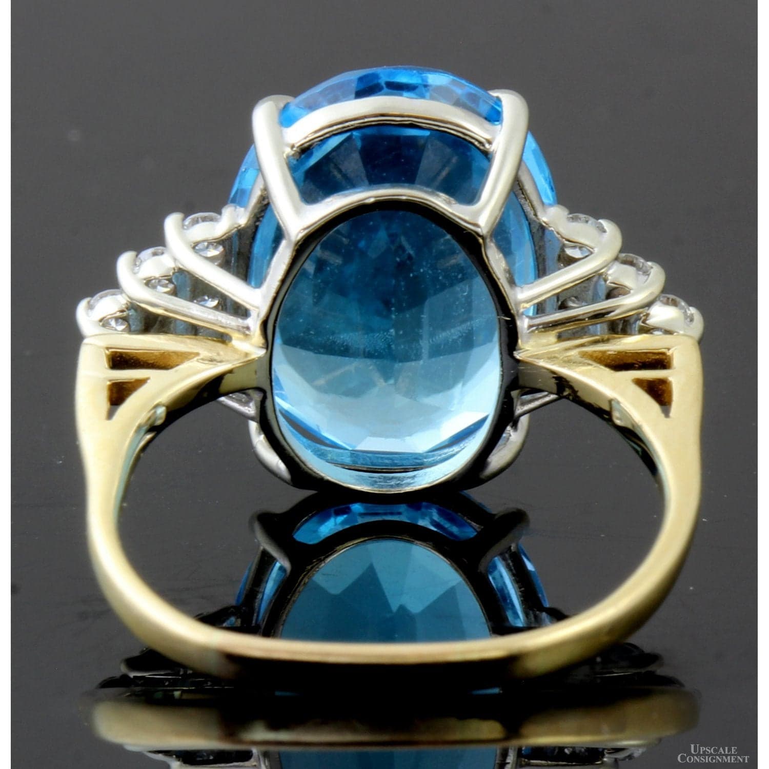 10.62ct Swiss Blue Topaz & .35ctw Diamond 14K Gold Ring - Size 8 - Thumbnail 5