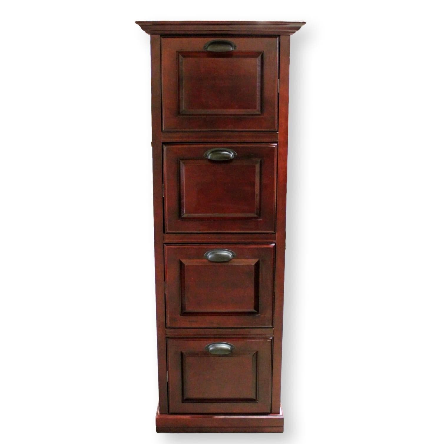 Dark Cherry Finish 4 Drawer File Cabinet - Cherry Finish - Image 1