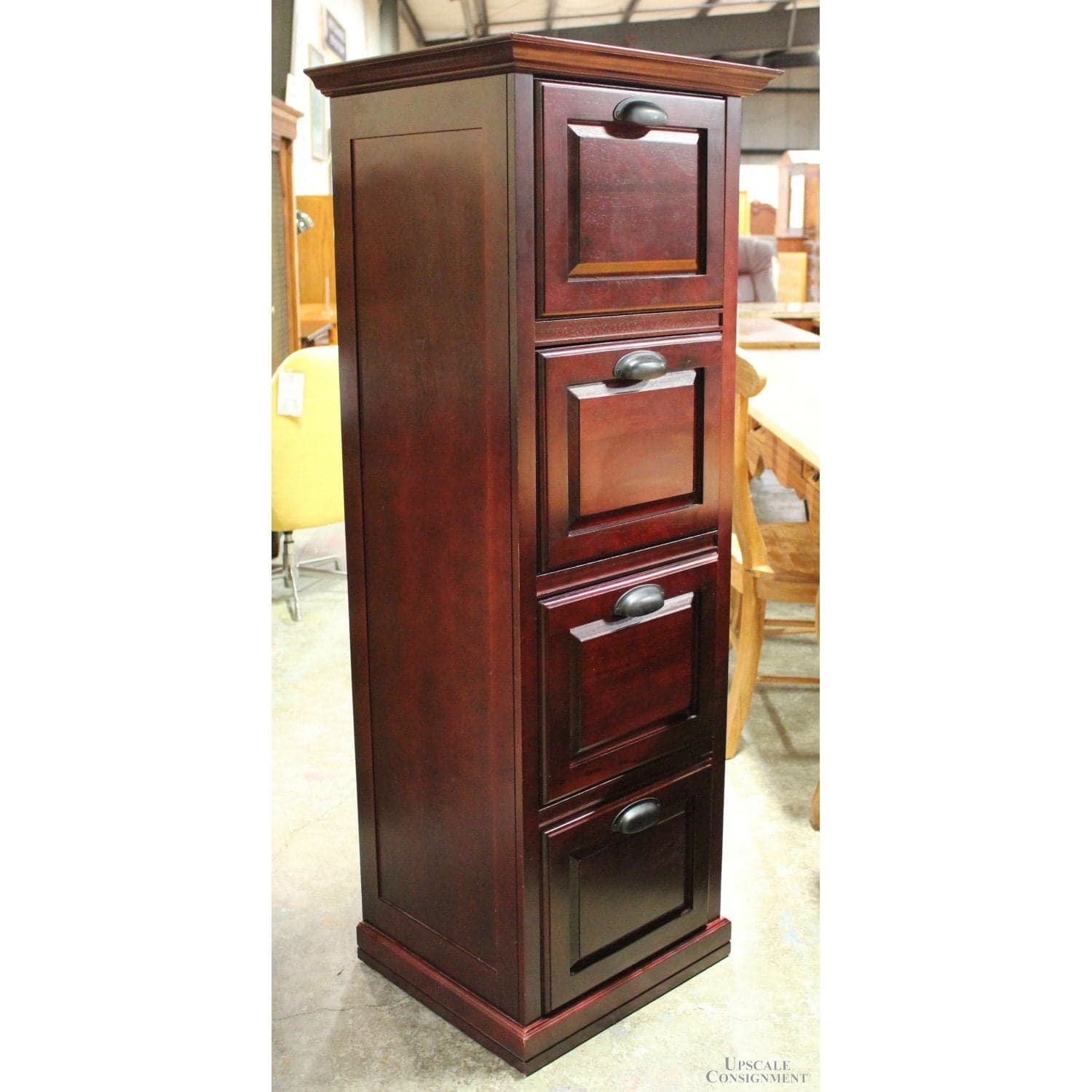 Dark Cherry Finish 4 Drawer File Cabinet - Cherry Finish - Thumbnail 2