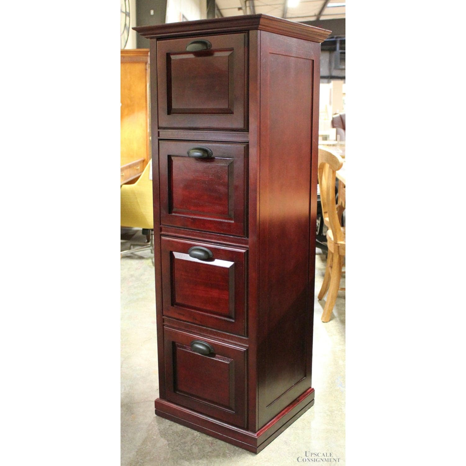Dark Cherry Finish 4 Drawer File Cabinet - Cherry Finish - Thumbnail 3