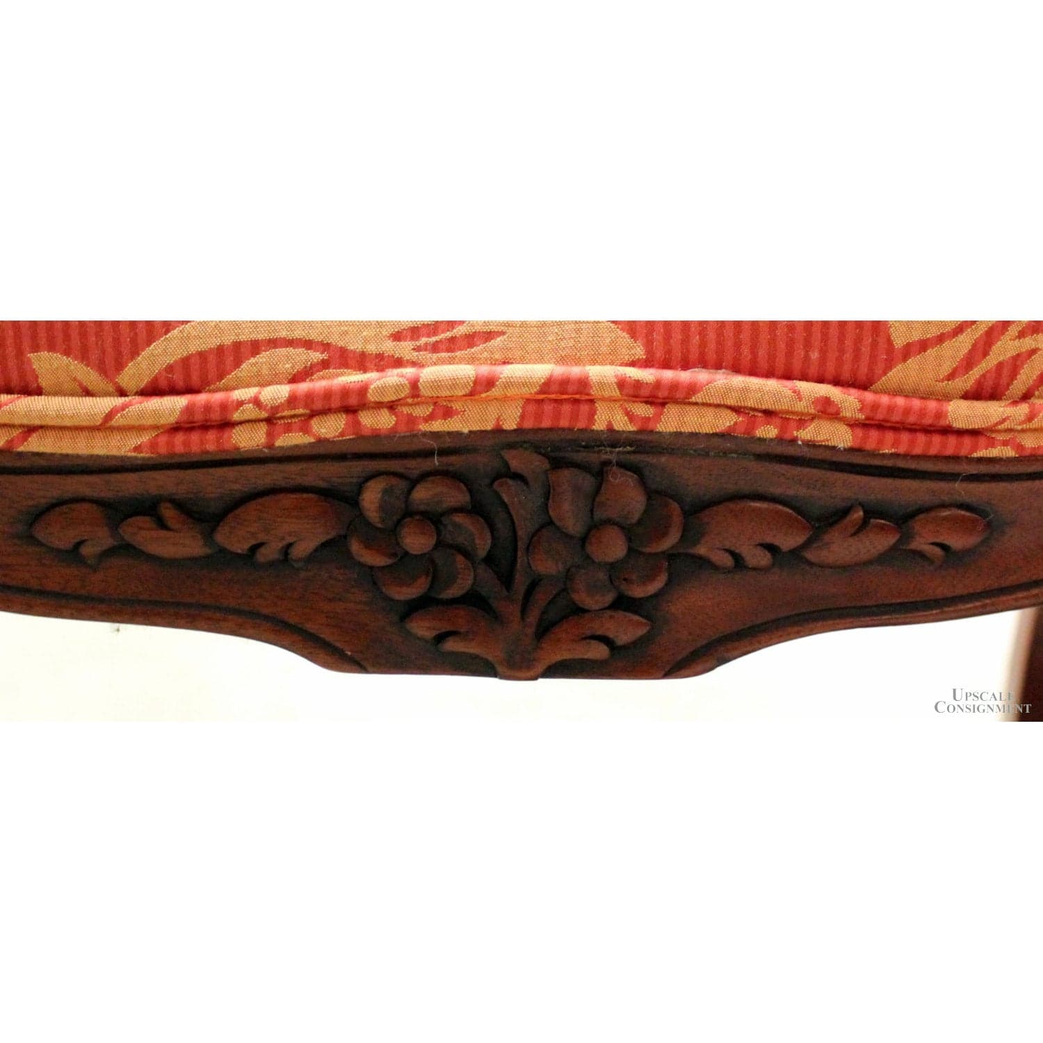 Fairfield Medallion Cane Back Fauteuil Accent Chair w/Ottoman - Red & Gold - Thumbnail 6