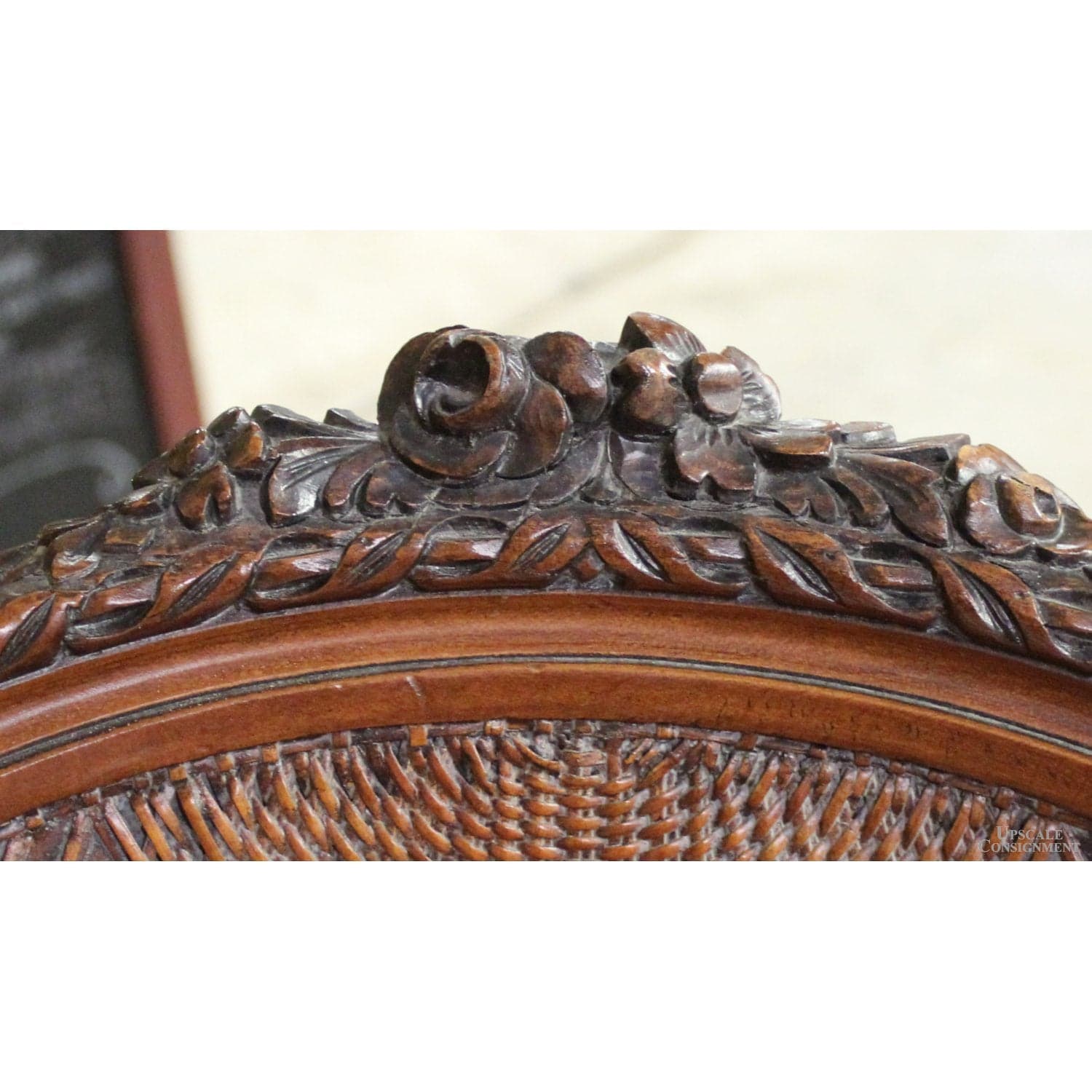 Fairfield Medallion Cane Back Fauteuil Accent Chair w/Ottoman - Red & Gold - Thumbnail 9