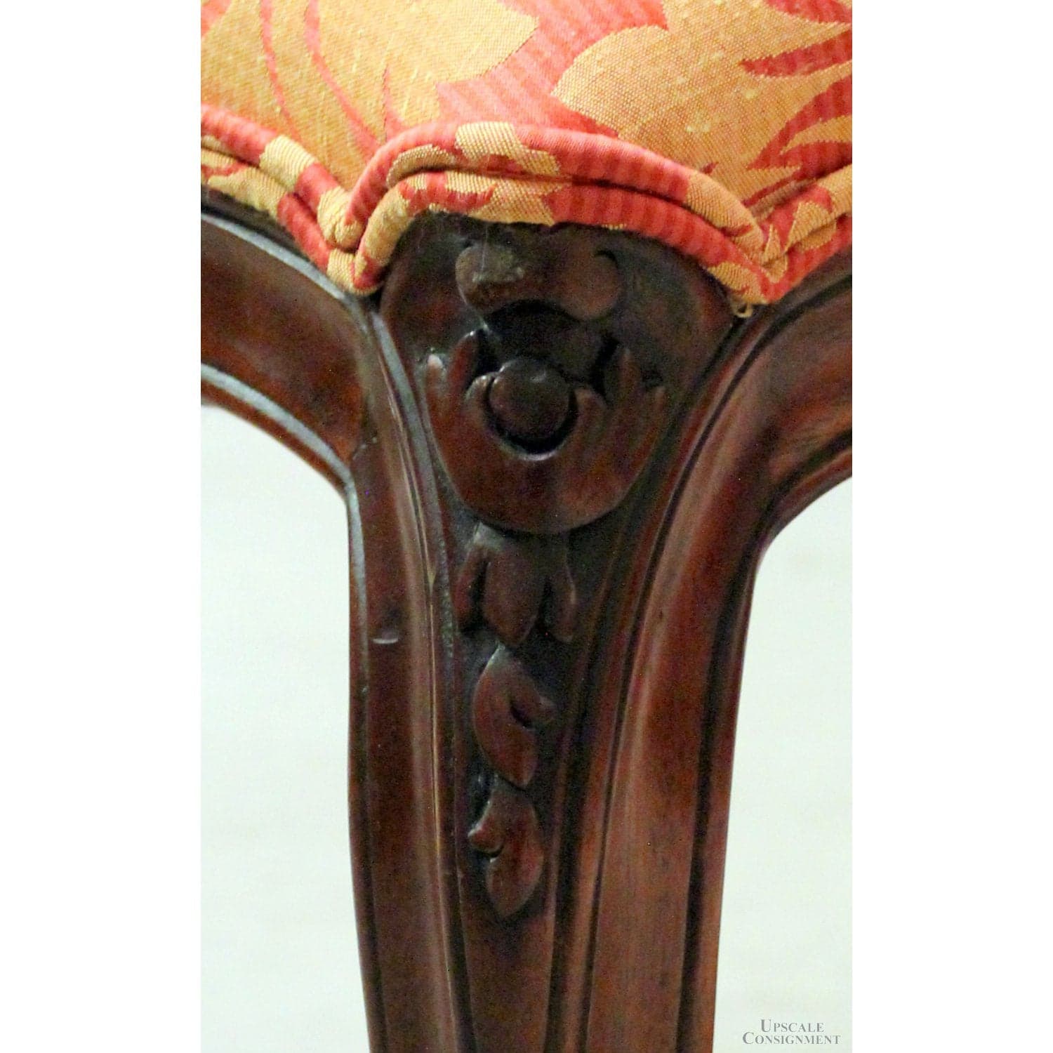 Fairfield Medallion Cane Back Fauteuil Accent Chair w/Ottoman - Red & Gold - Thumbnail 7