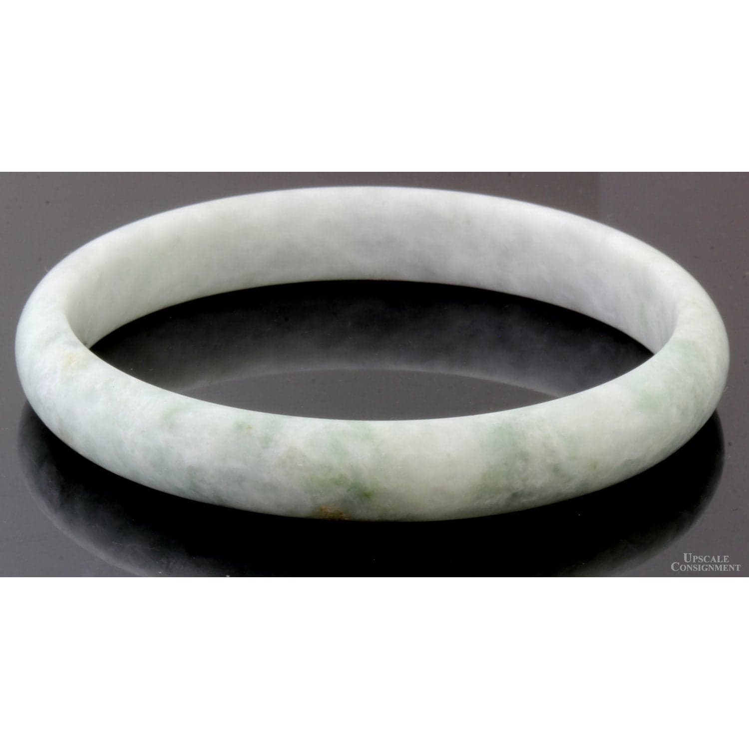 Light Green & White Mottled Jadeite Jade Bangle Size 8.16" - 66-65mm ID - Size 8.16 - Image 1