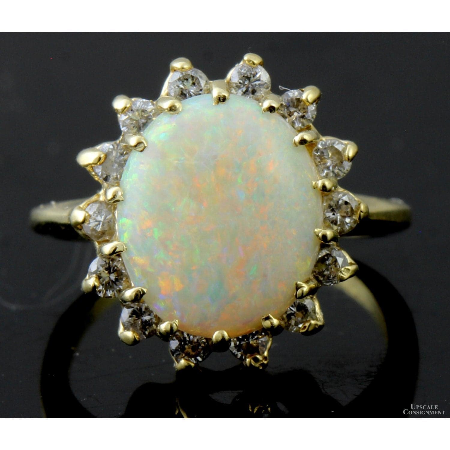 14K 1.36ct Australian Opal & .41ctw Diamond Halo Ring - 3.75 - Image 1