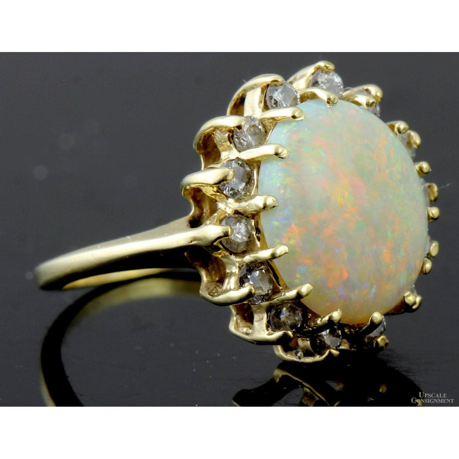 14K 1.36ct Australian Opal & .41ctw Diamond Halo Ring - 3.75 - Thumbnail 2