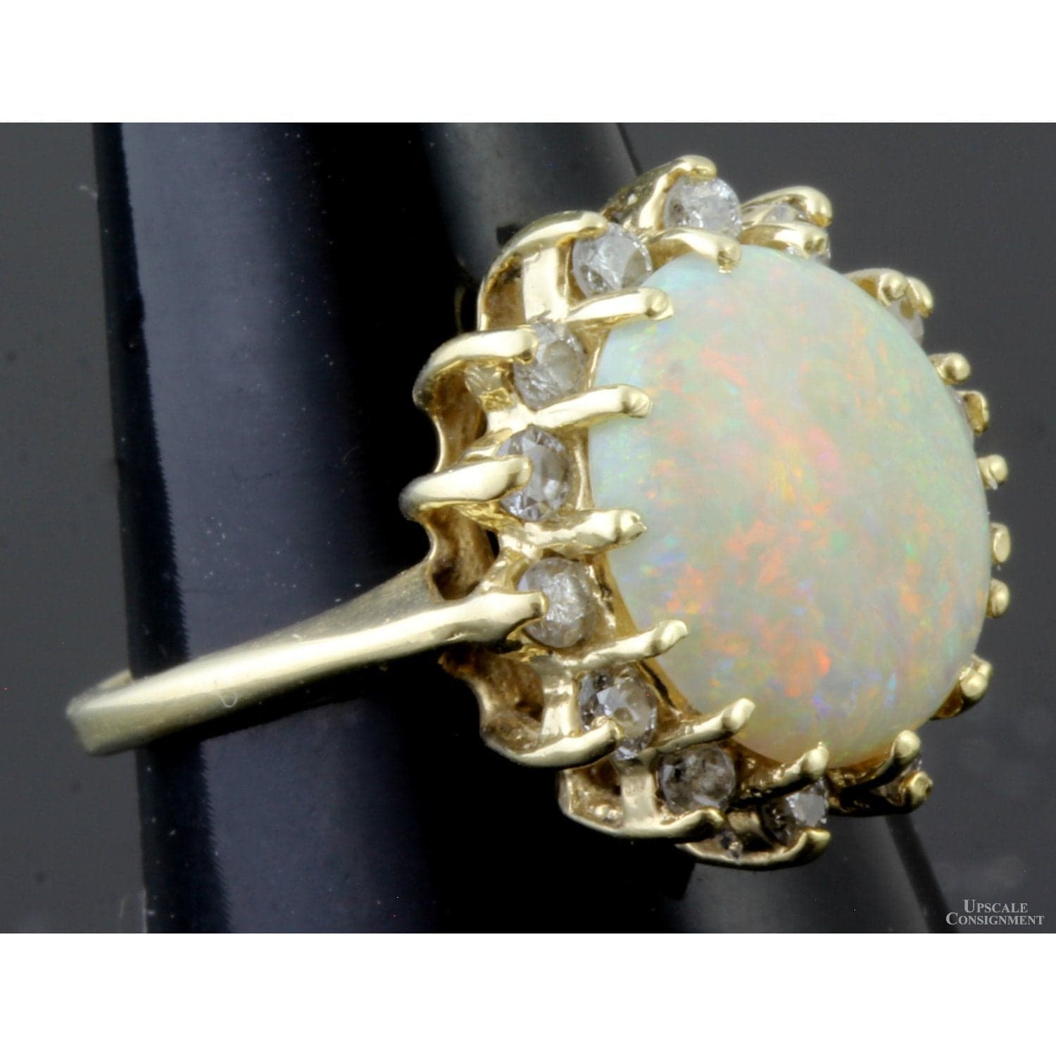 14K 1.36ct Australian Opal & .41ctw Diamond Halo Ring - 3.75 - Thumbnail 5