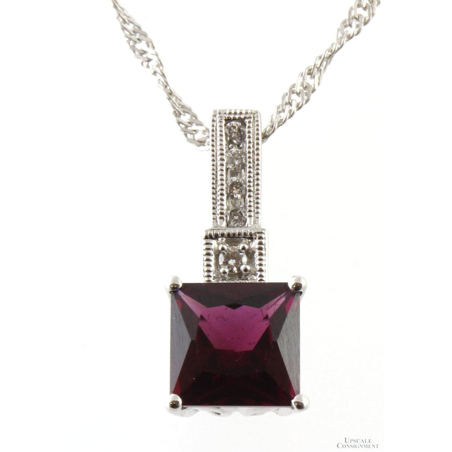 Purple-Red Rhodolite Garnet & Diamond 14K Gold Pendant - .75" - Image 1