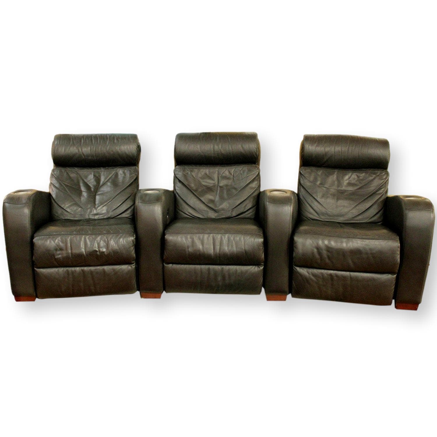 3 Seater Theater Power Recliners - Black