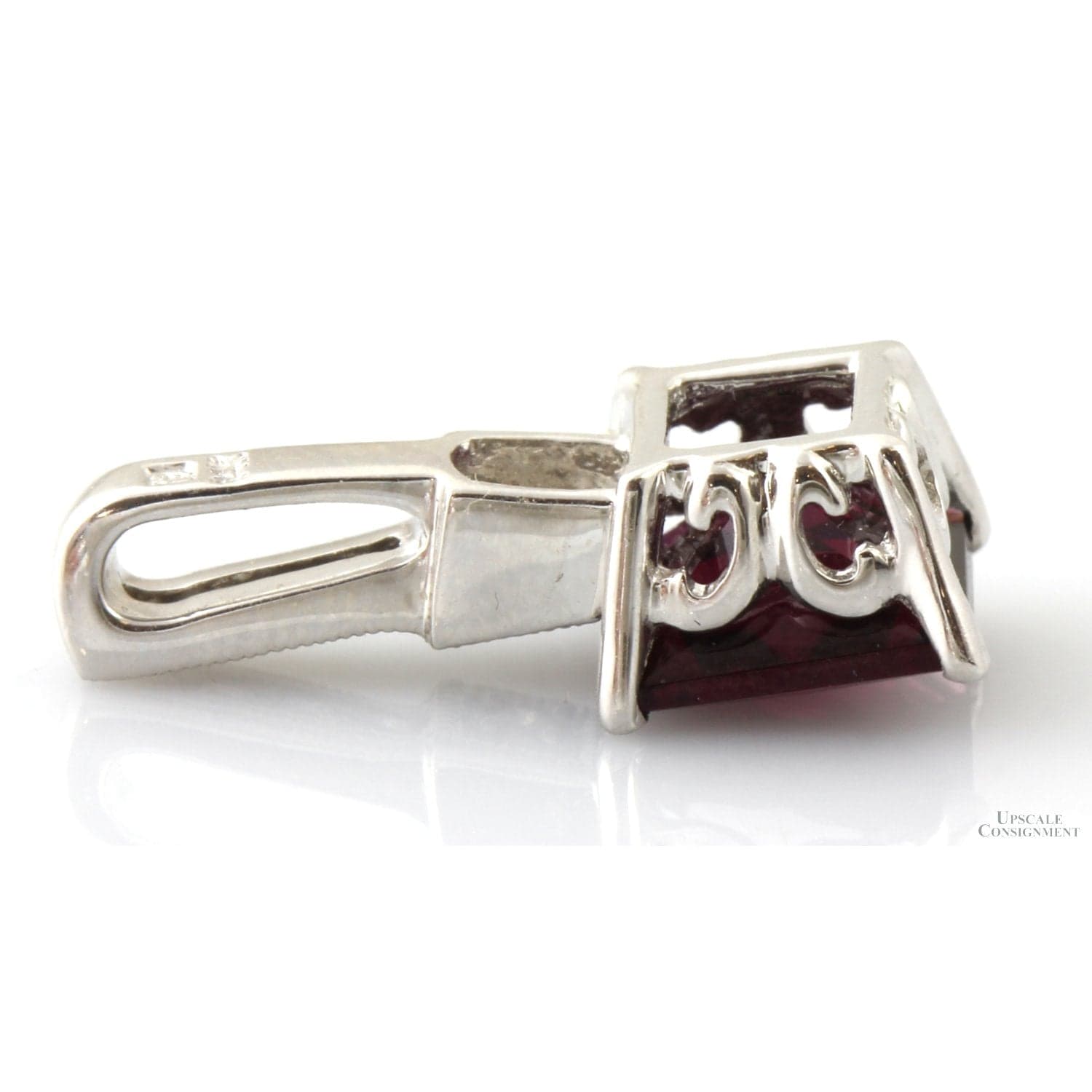 Purple-Red Rhodolite Garnet & Diamond 14K Gold Pendant - .75" - Thumbnail 4