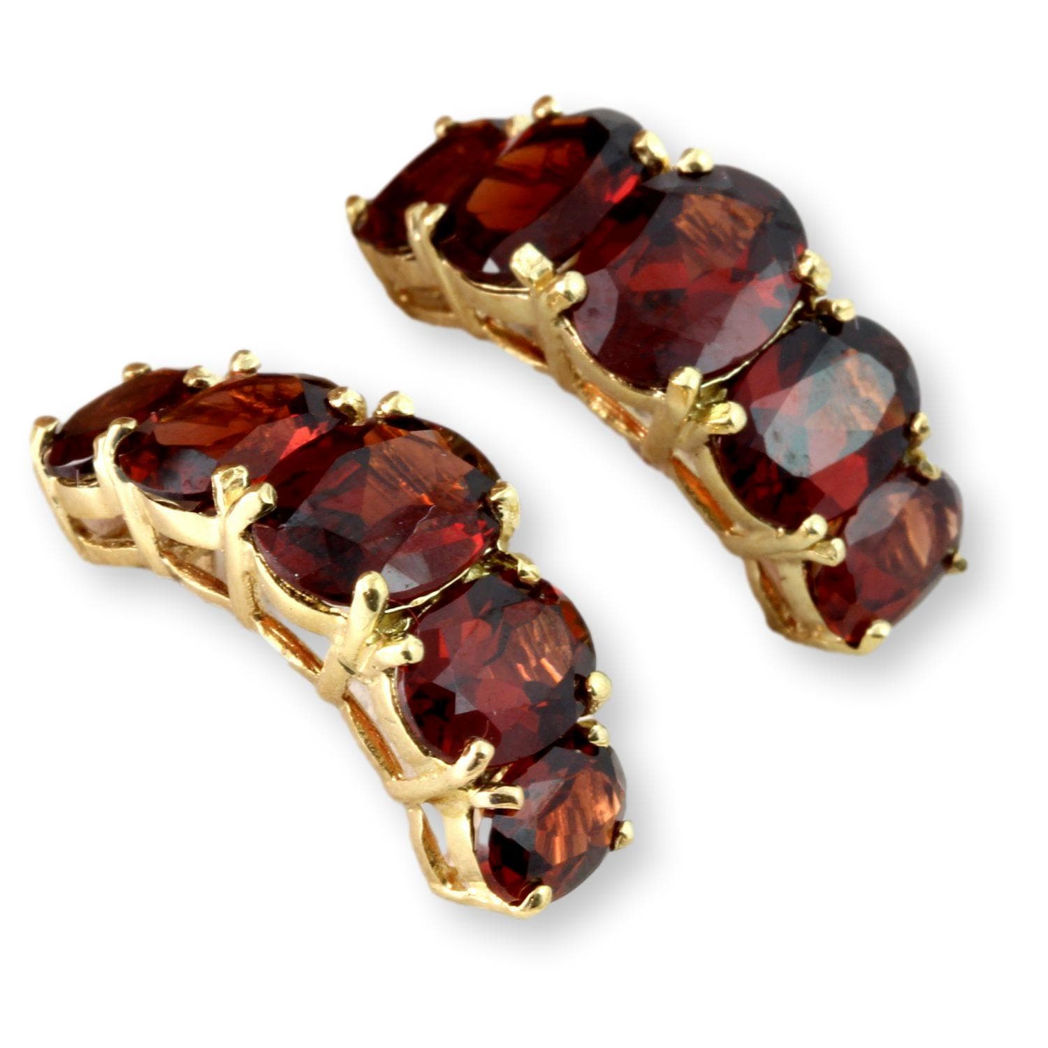 6.50ctw Spessartine Garnet 10K Yellow Gold Earrings - Thumbnail 2