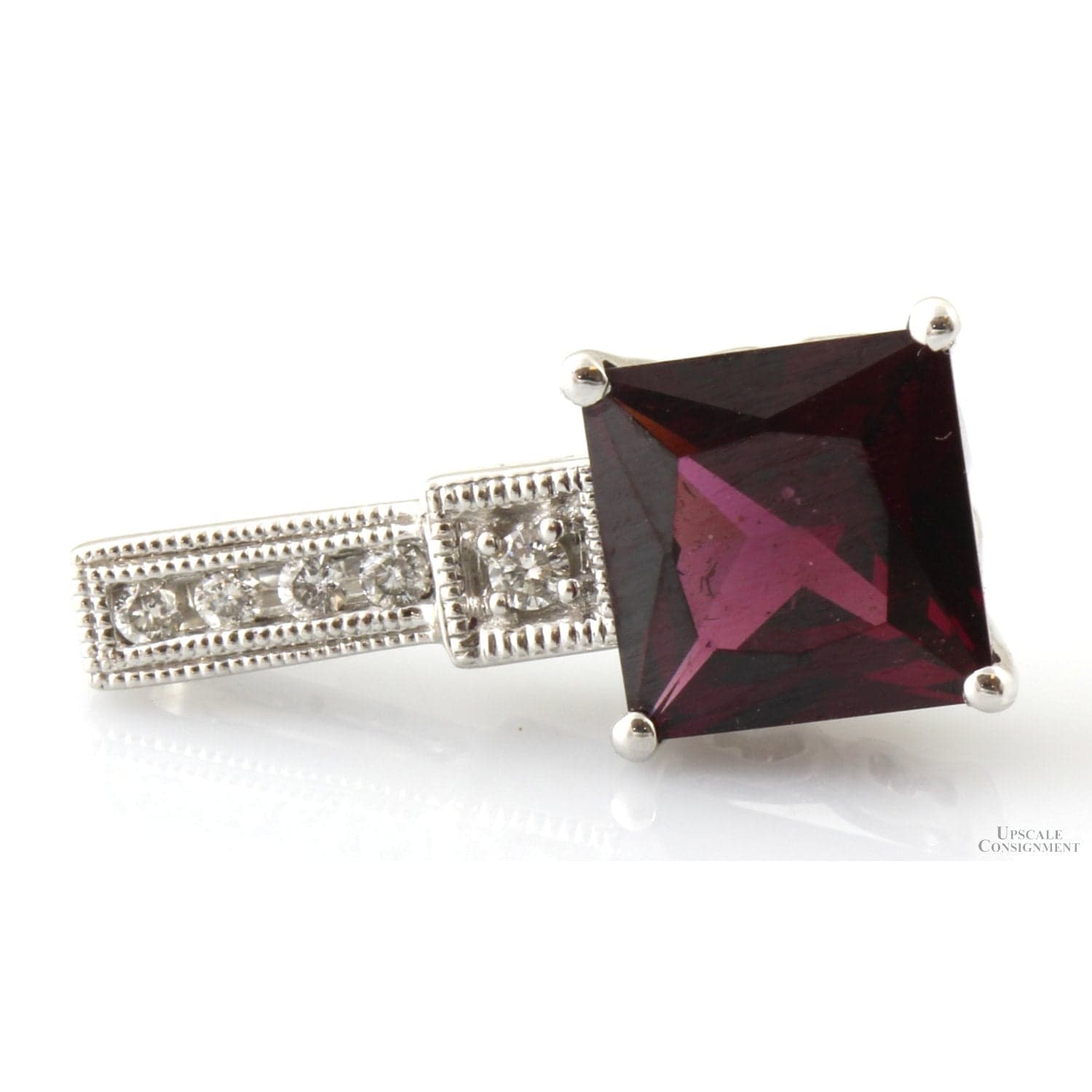 Purple-Red Rhodolite Garnet & Diamond 14K Gold Pendant - .75" - Thumbnail 2