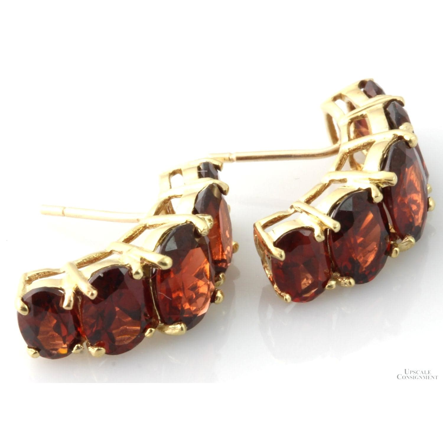6.50ctw Spessartine Garnet 10K Yellow Gold Earrings - Thumbnail 4