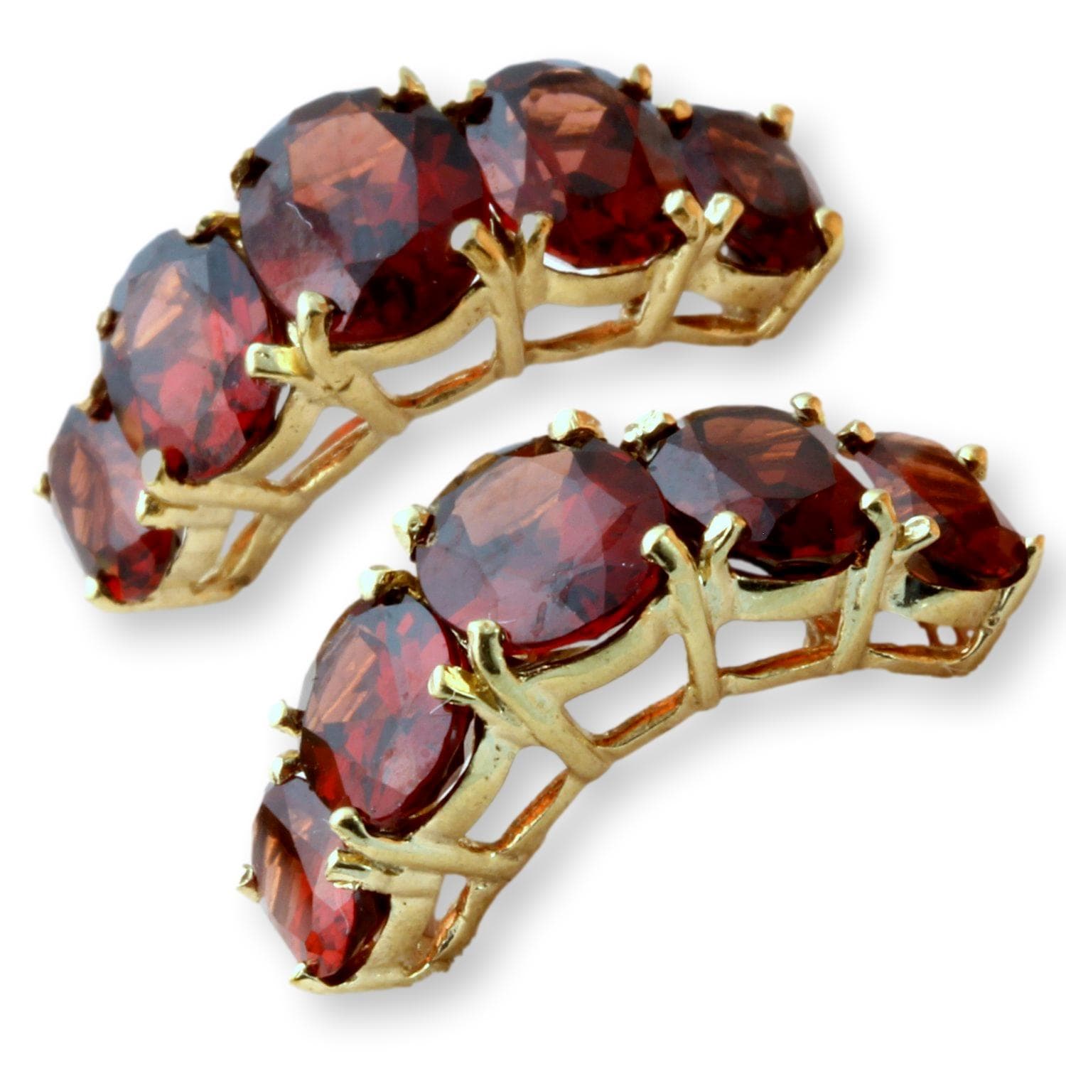 6.50ctw Spessartine Garnet 10K Yellow Gold Earrings - Thumbnail 3