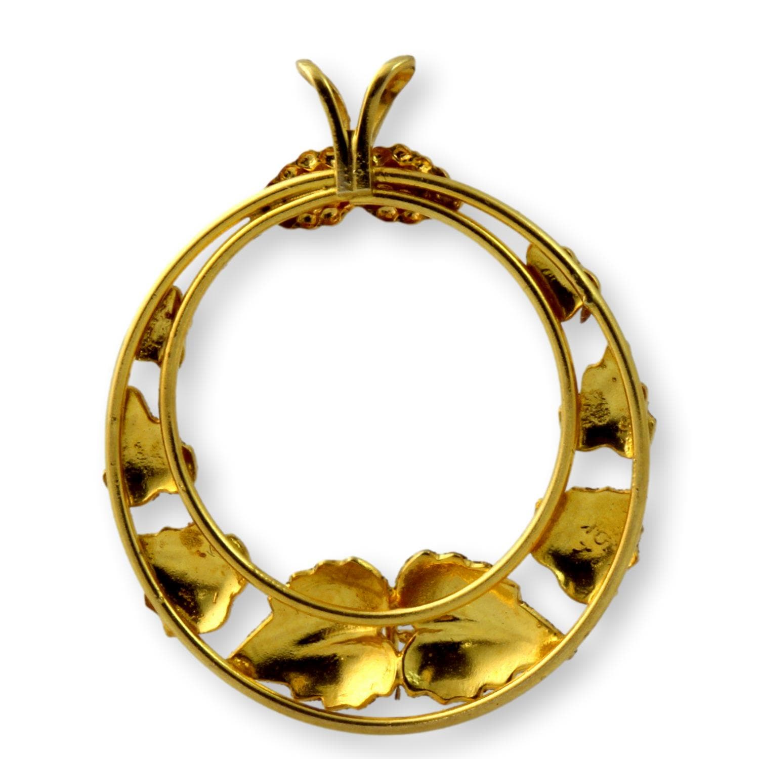 10K Black Hills Gold Pendant - 12K Rose & Green Gold Leaves - 1.125" - Thumbnail 4