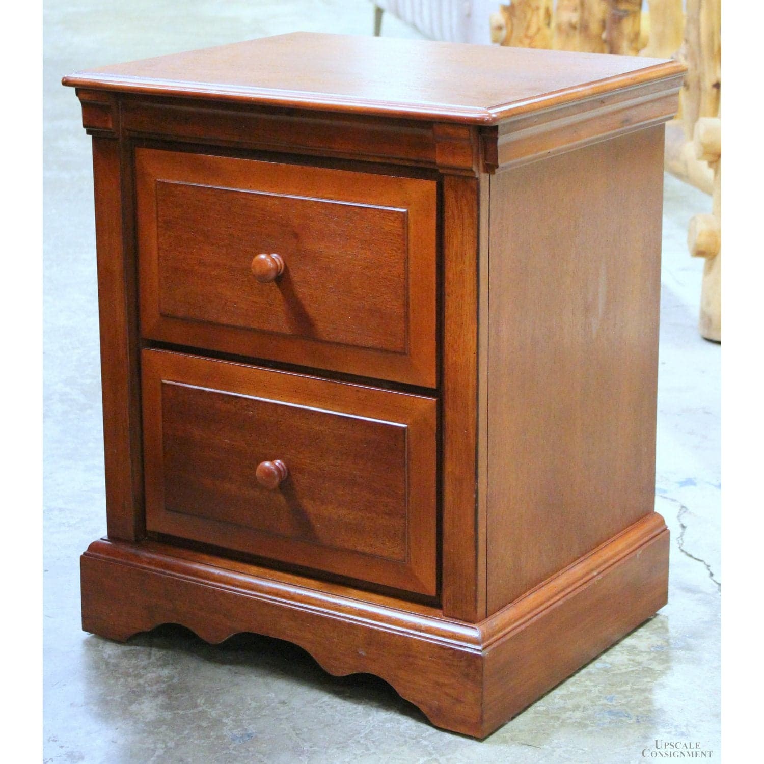2 Drawer Nightstand - Cherry Finish - Thumbnail 3