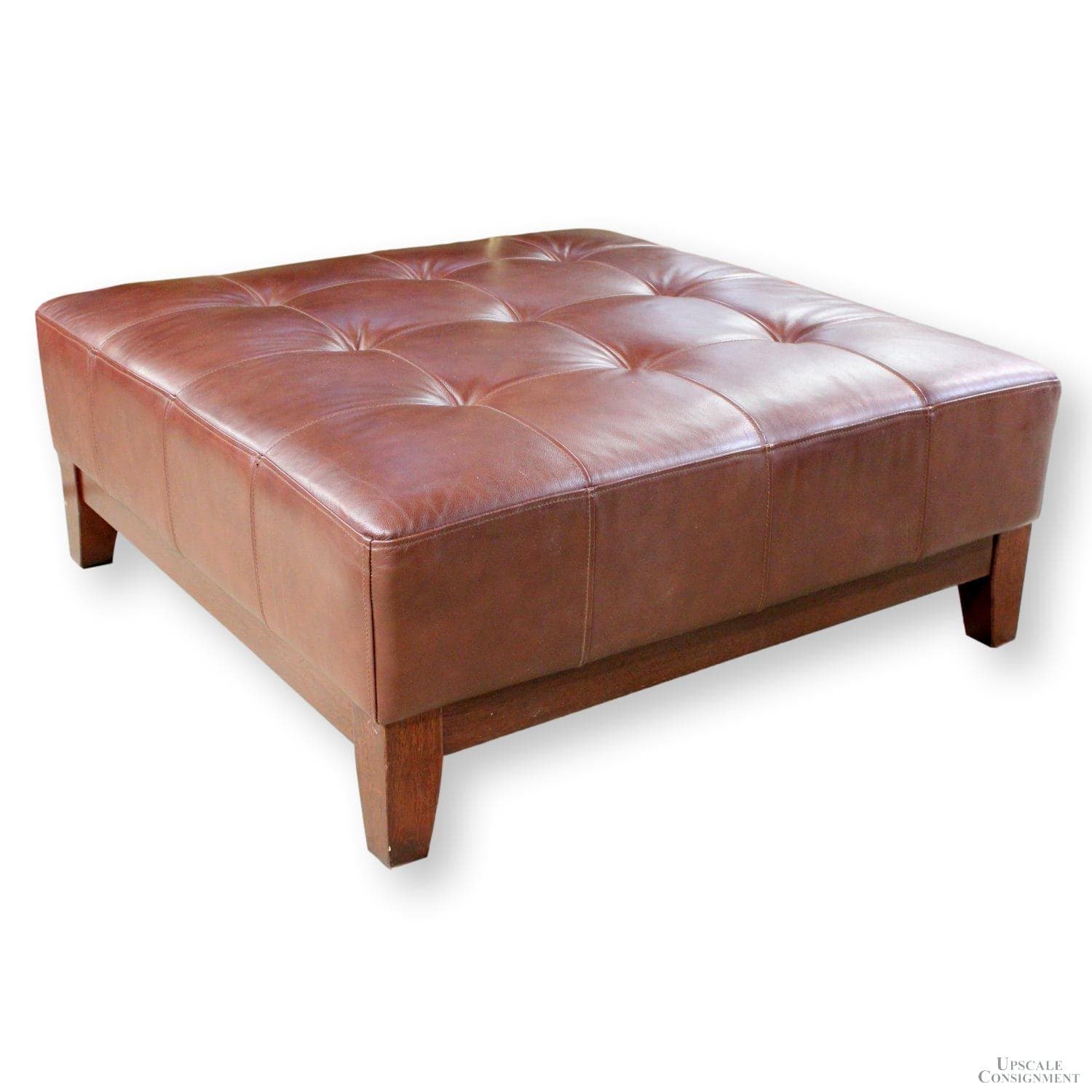 Planet 3 Brown 3' x 3' Vinyl Ottoman - Brown - Image 1