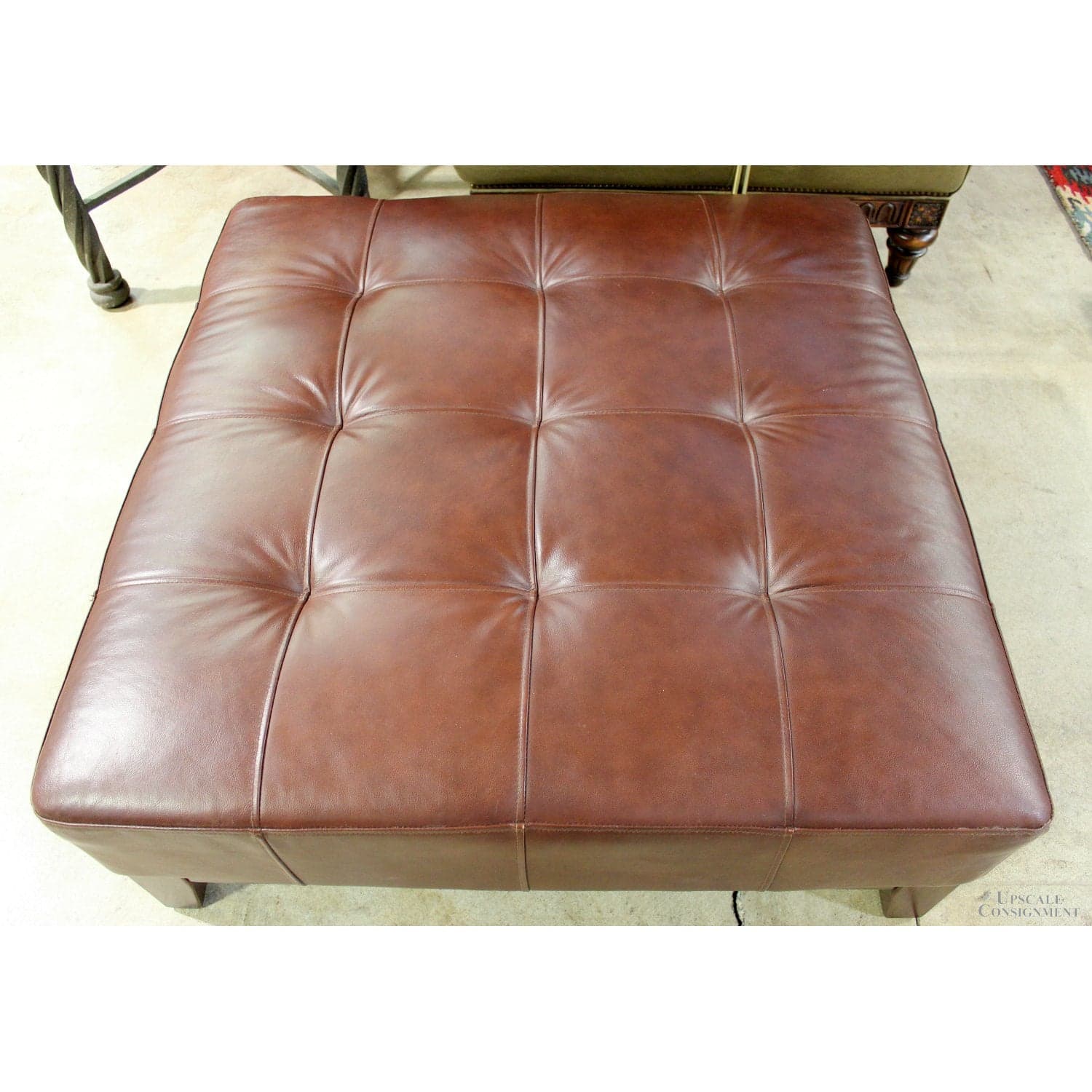Planet 3 Brown 3' x 3' Vinyl Ottoman - Brown - Thumbnail 2