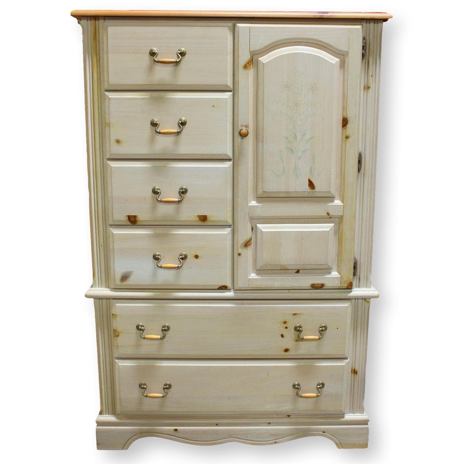 Cream 2-Tone Armoire Chest of Drawers - Cream - Image 1