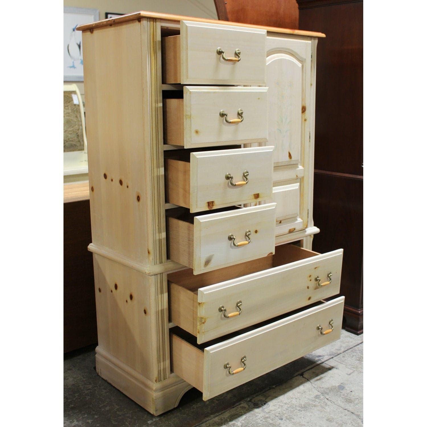 Cream 2-Tone Armoire Chest of Drawers - Cream - Thumbnail 3