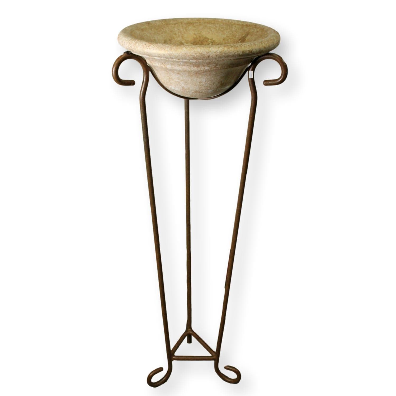Metal Plant Stand w/Ceramic Bowl - Image 1
