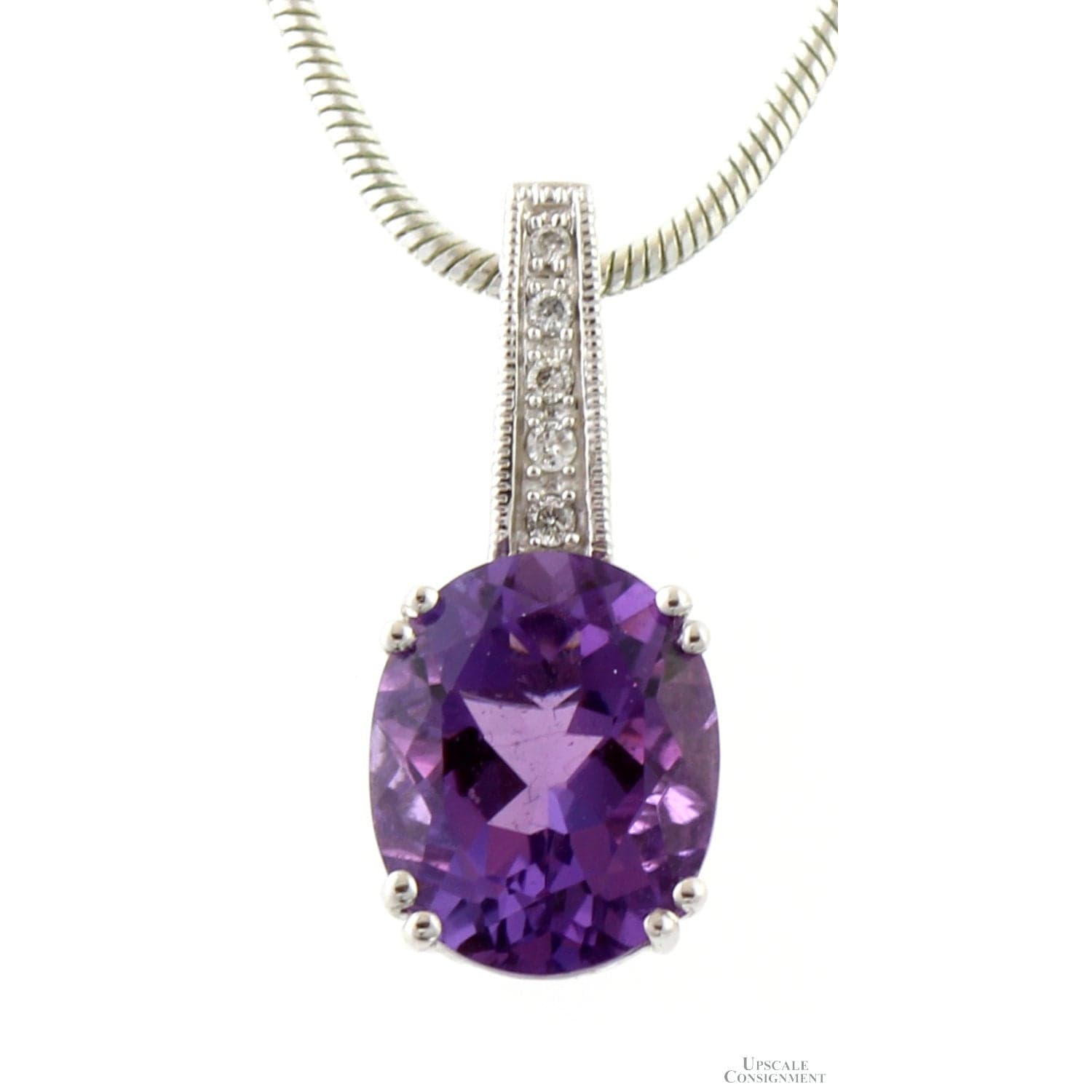 Amethyst Topaz & Diamond 14K Gold Pendant & Silver Necklace - 18 in - Image 1