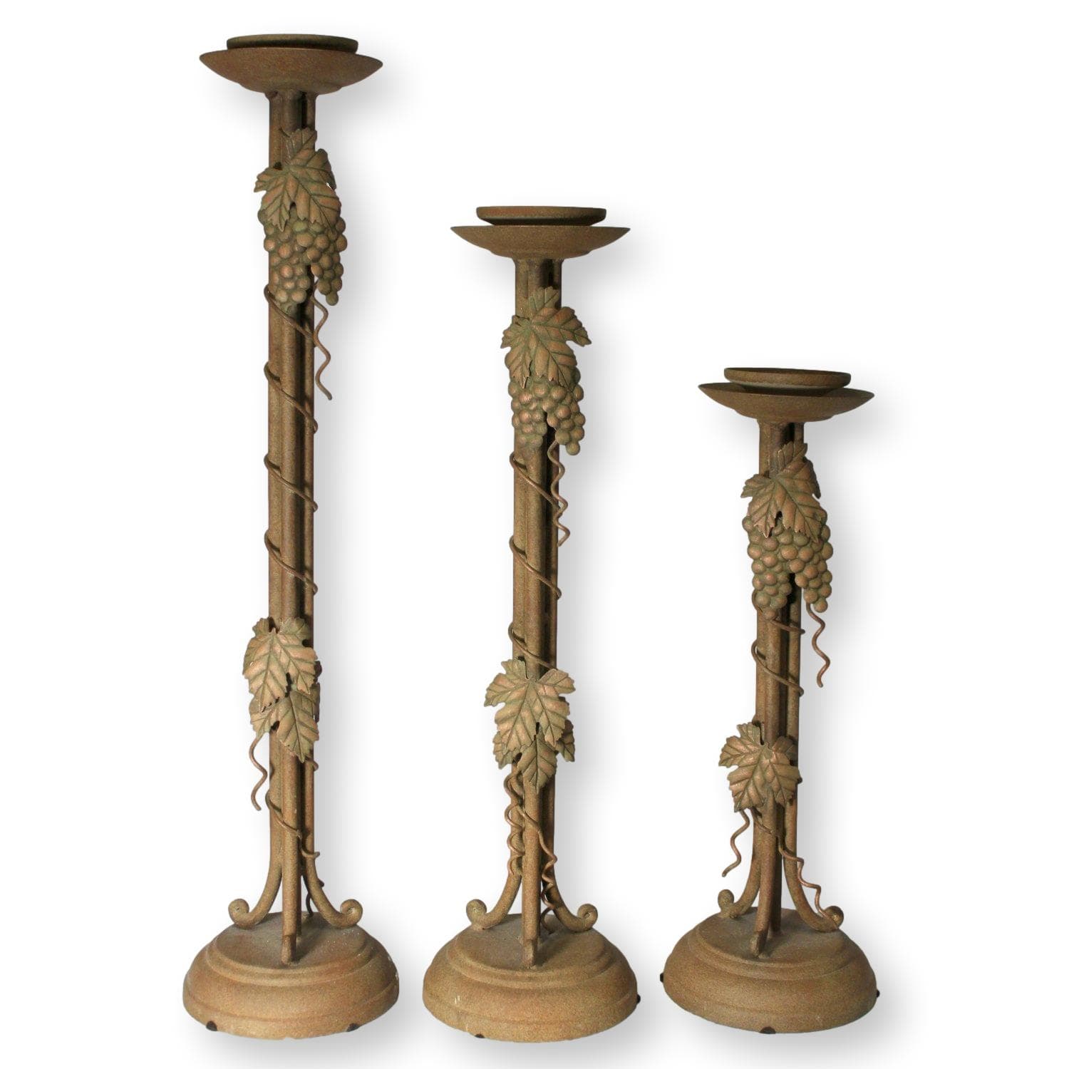 Set/3 Rust Metal Candlesticks - Image 1