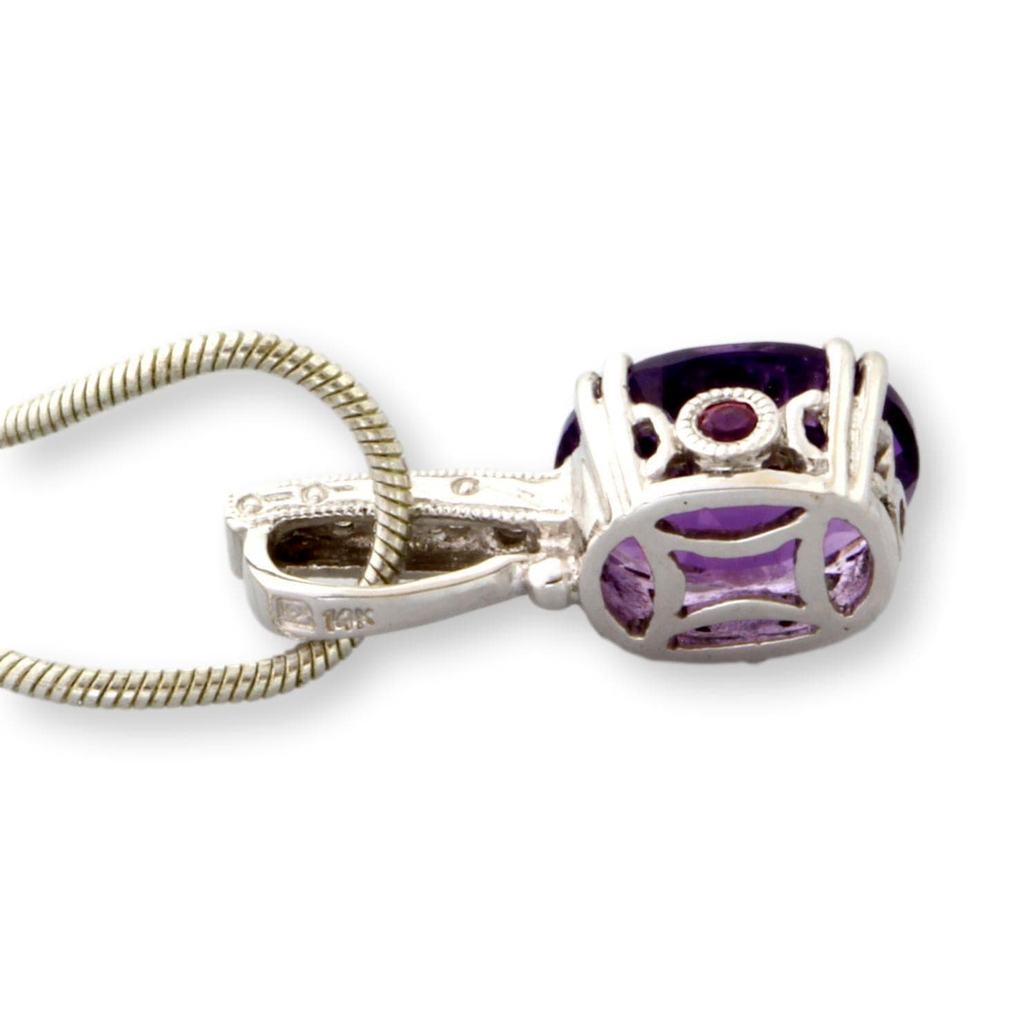 Amethyst Topaz & Diamond 14K Gold Pendant & Silver Necklace - 18 in - Thumbnail 4