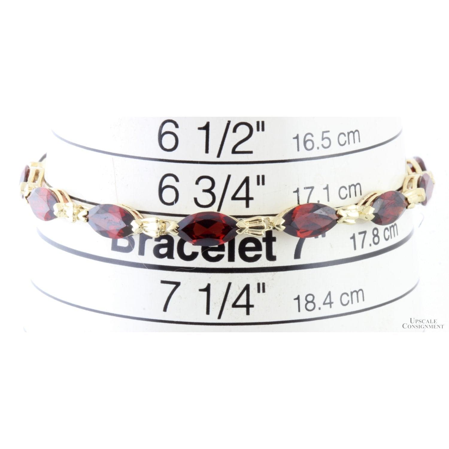 15ctw Red Almandine Garnet 10K Yellow Gold Link Bracelet - 7 in - Thumbnail 5