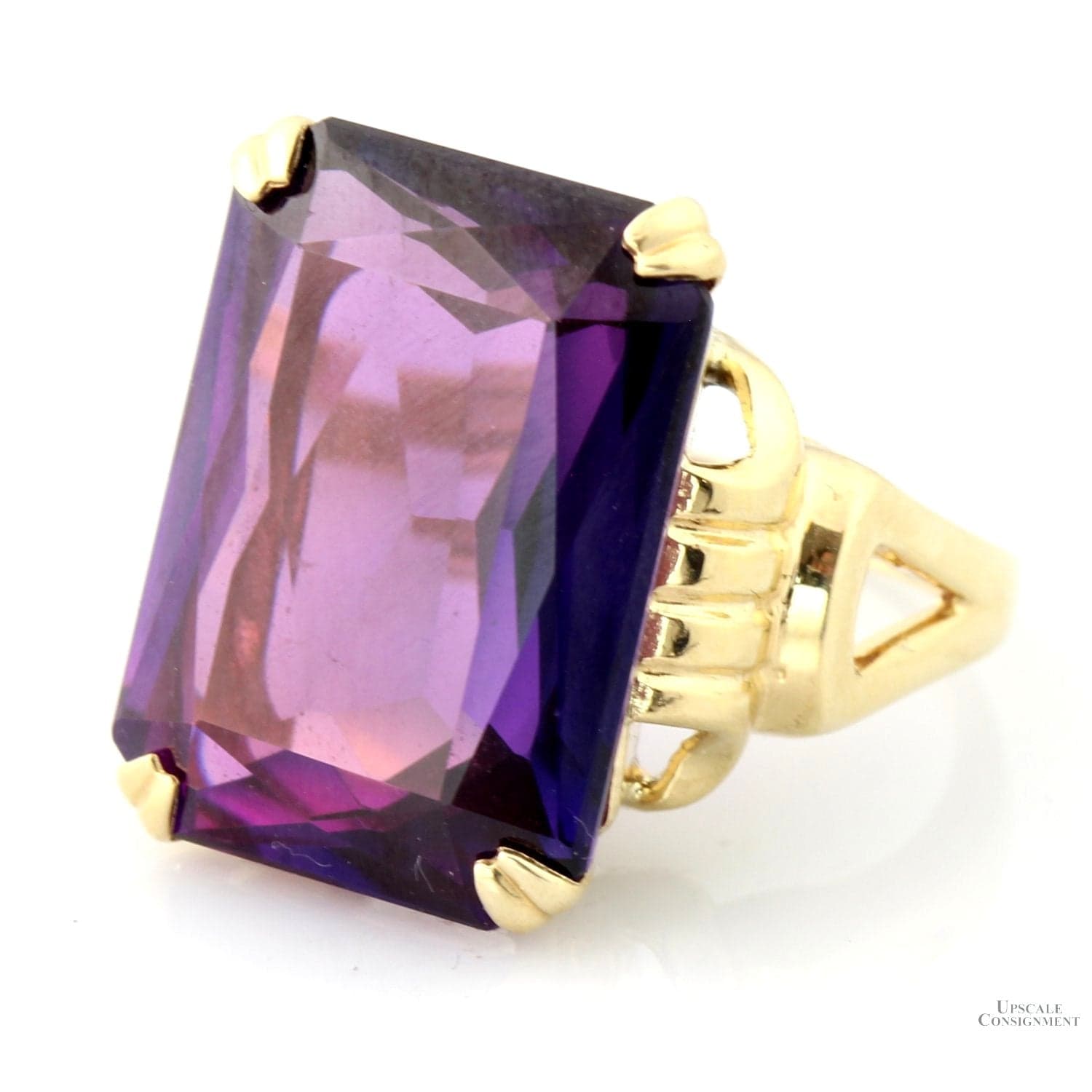 1920s Art Deco Synthetic Purple Sapphire Ring - 10K Gold - Size 6.25 - Image 1