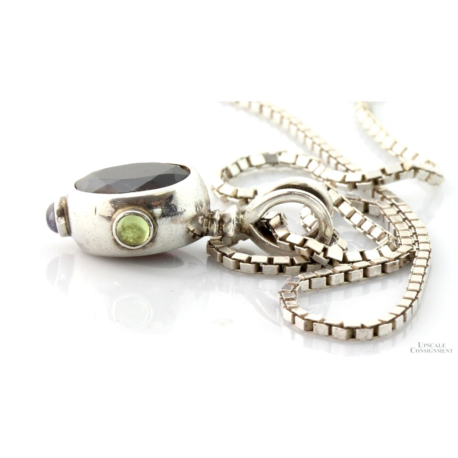 Almandine Garnet Sterling Silver Pendant & 24" Chain - 24 in - Thumbnail 3