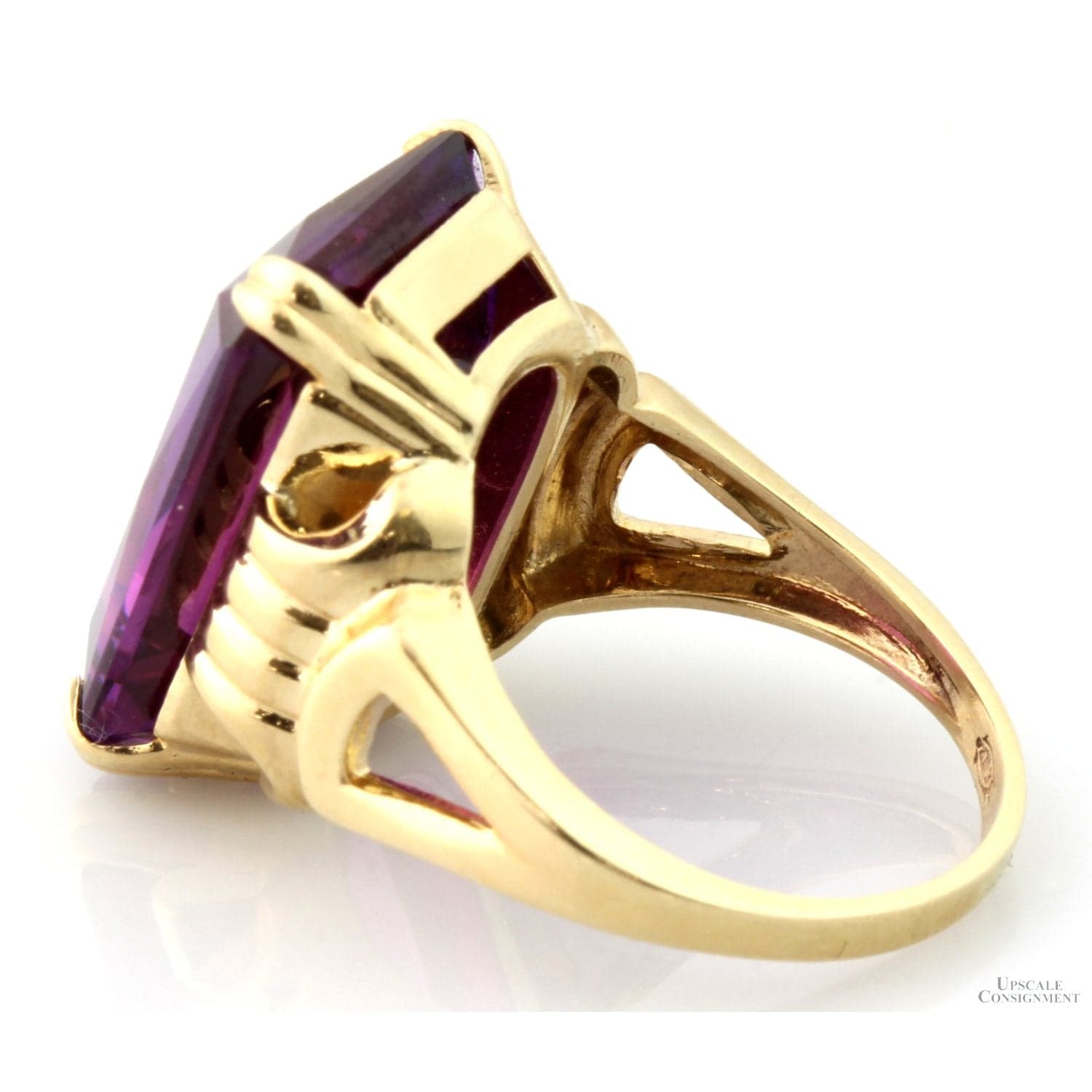 1920s Art Deco Synthetic Purple Sapphire Ring - 10K Gold - Size 6.25 - Thumbnail 4